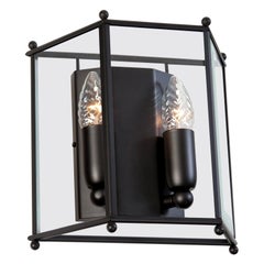 Glimminge Wall Lamp by Konsthantverk Tyringe, Matt Black & Glass