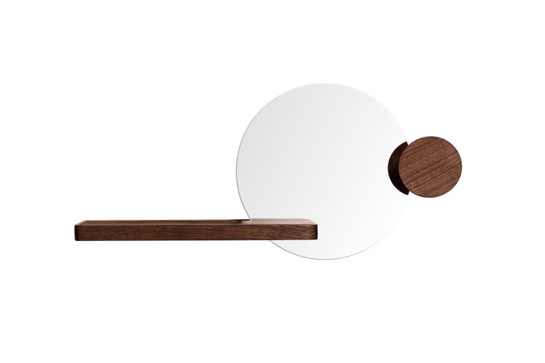 Glimpse Wall Mounted Shelf with Mirror and Coat Rack For Sale at 1stDibs