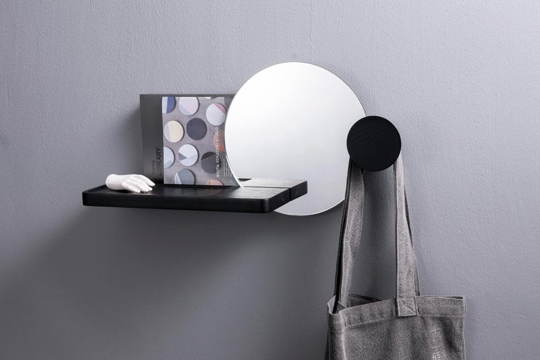 Glimpse Wall Mounted Shelf with Mirror and Coat Rack For Sale at 1stDibs