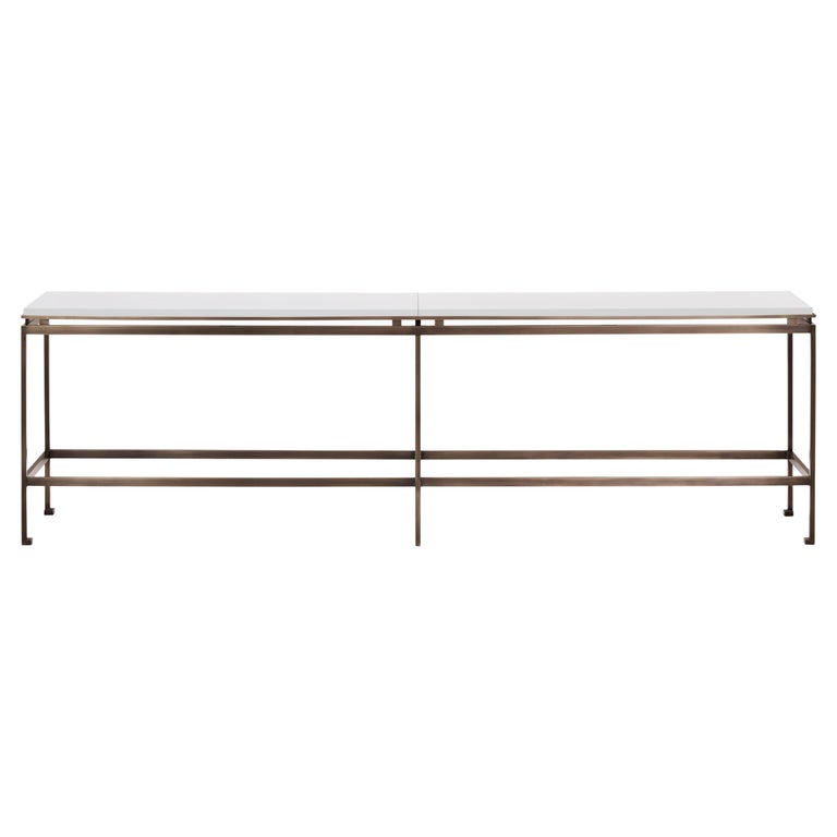 Glissade Console in Metal and Stone For Sale