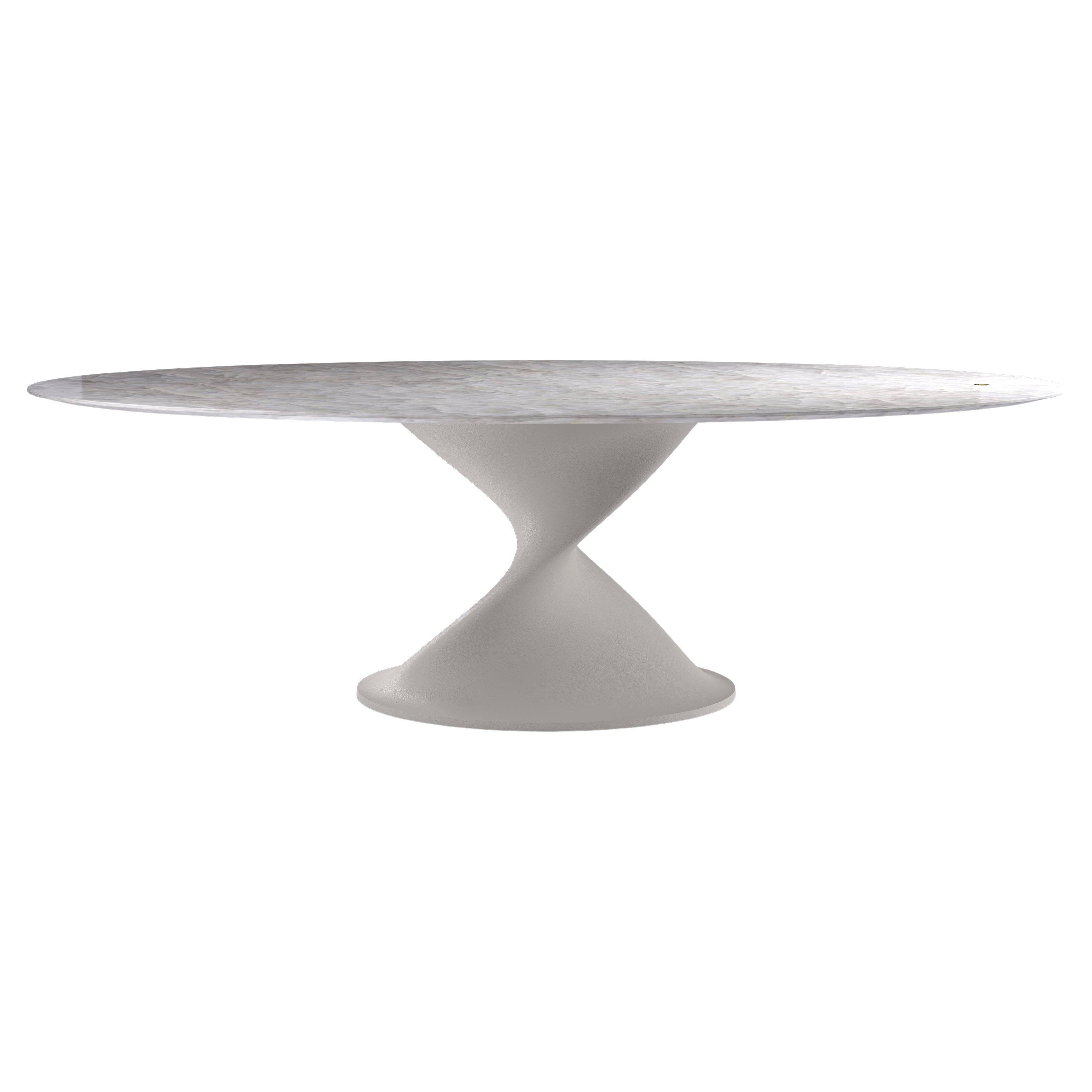 Glissando Contemporary Quartzite Dining Table in Leather by Mansi London For Sale