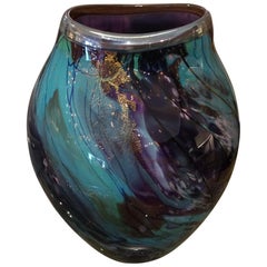 Glistening Blown Glass One of a Kind Artisan Vase