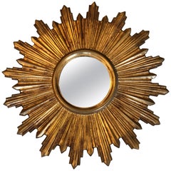 Glistening Giltwood Small Italian Sunburst Mirror