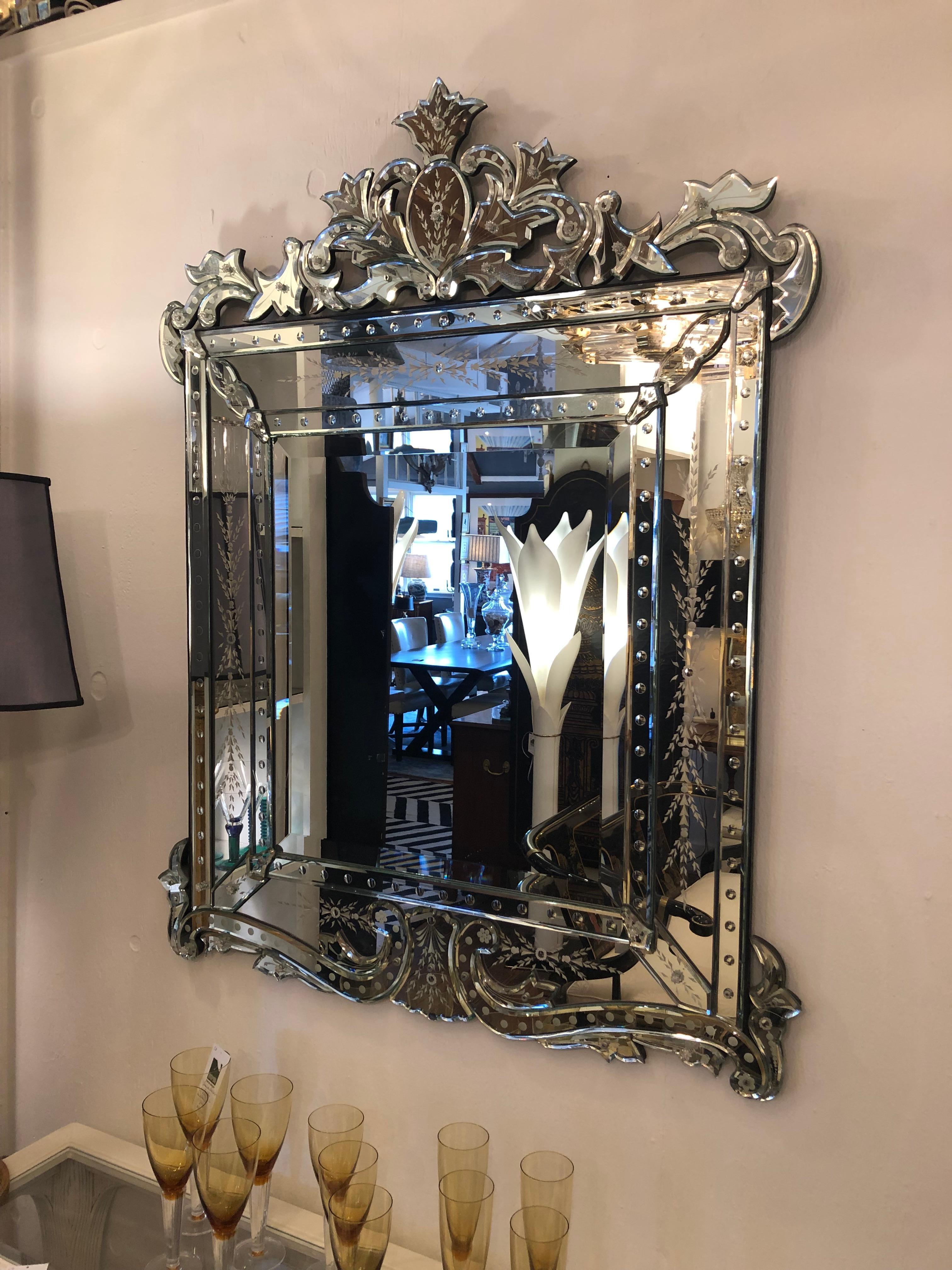 Glistening & Glamorous Venetian Style Mirror For Sale 6