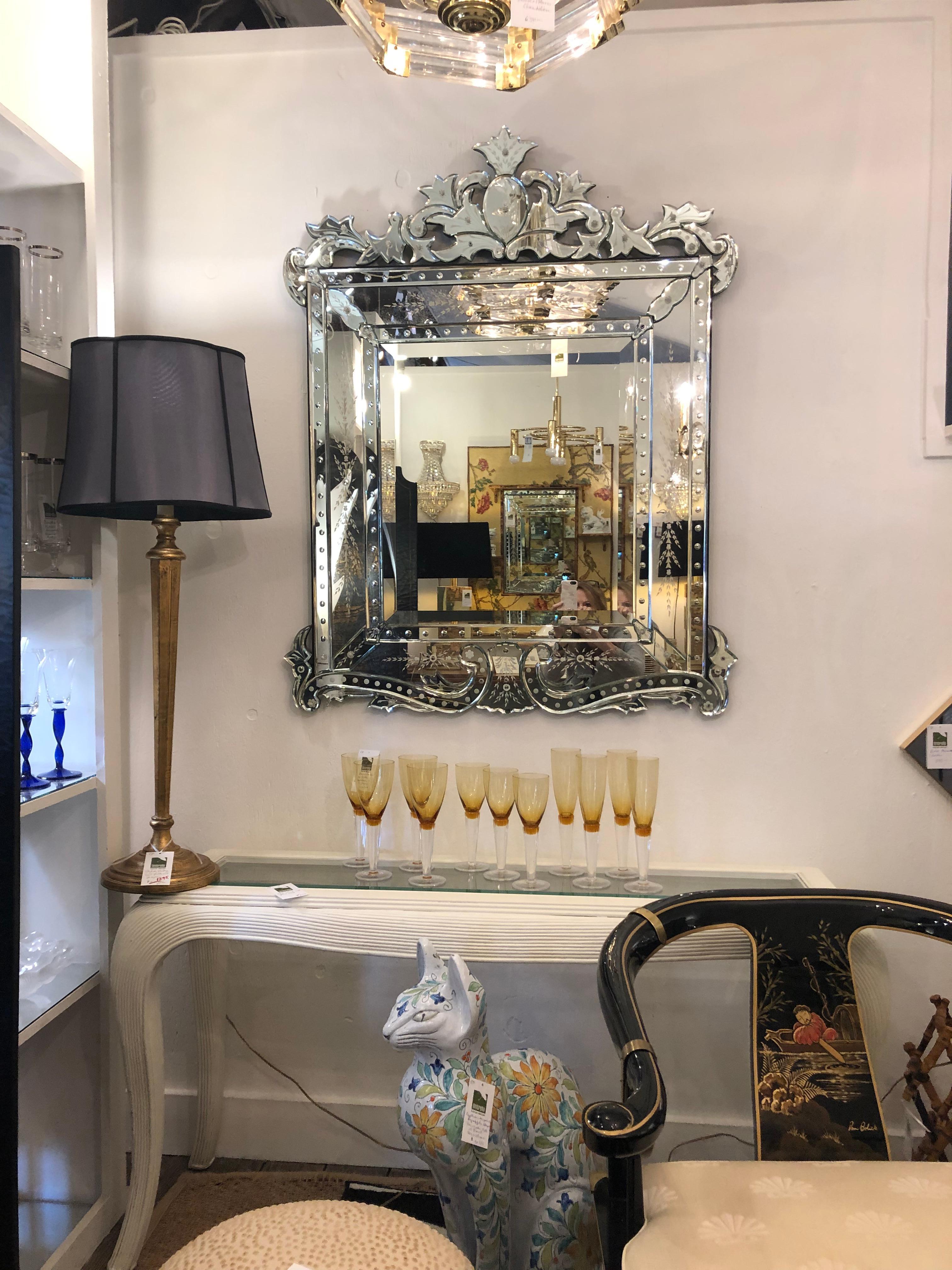 Glistening & Glamorous Venetian Style Mirror For Sale 10