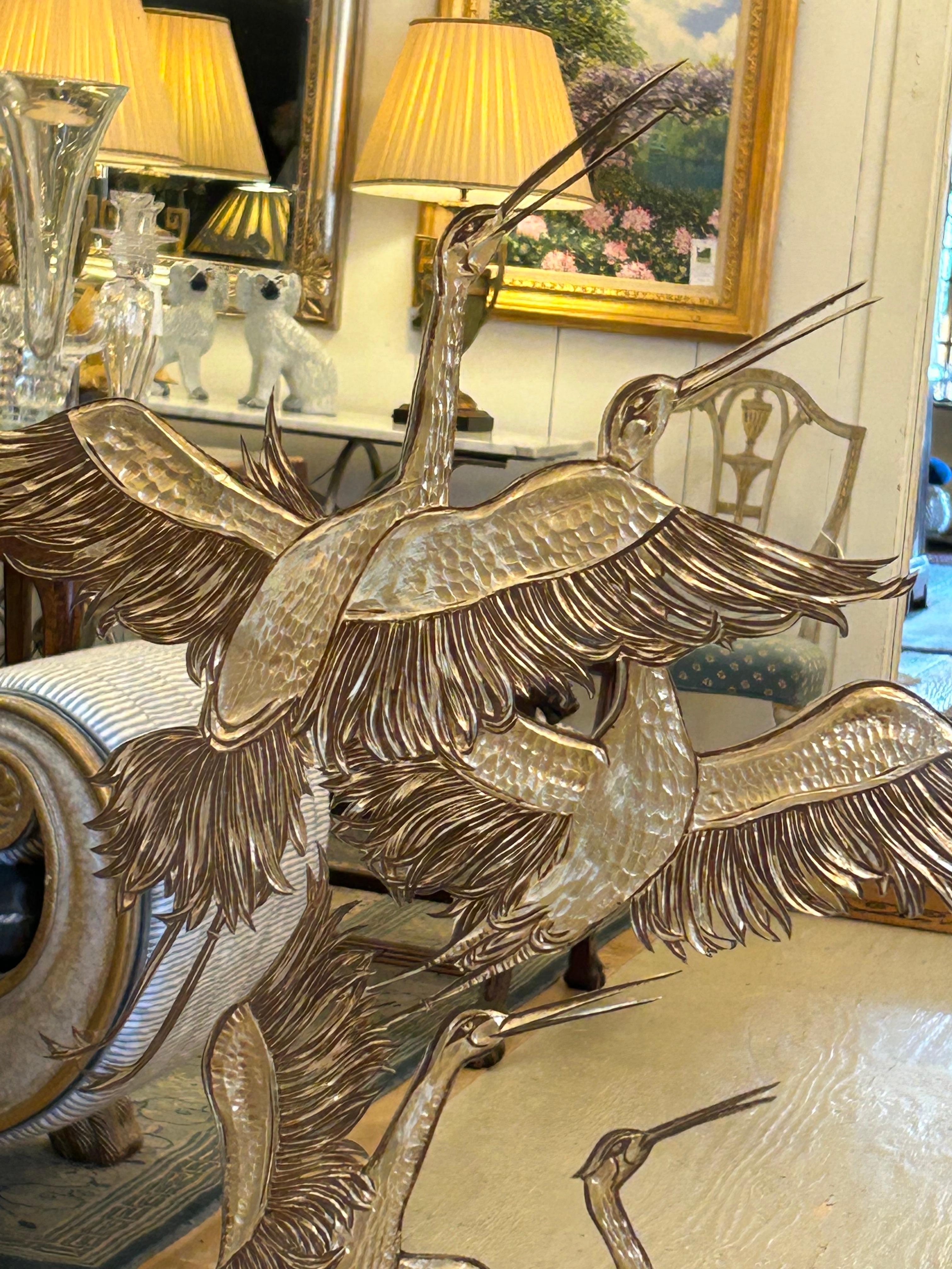 Americano Specchio inciso Hollywood Regency scintillante con inserti in ottone e oro in vendita