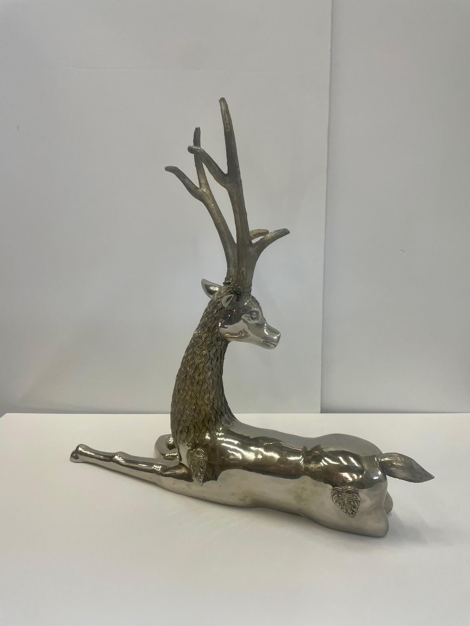 sculpted reindeer fireplace log holder