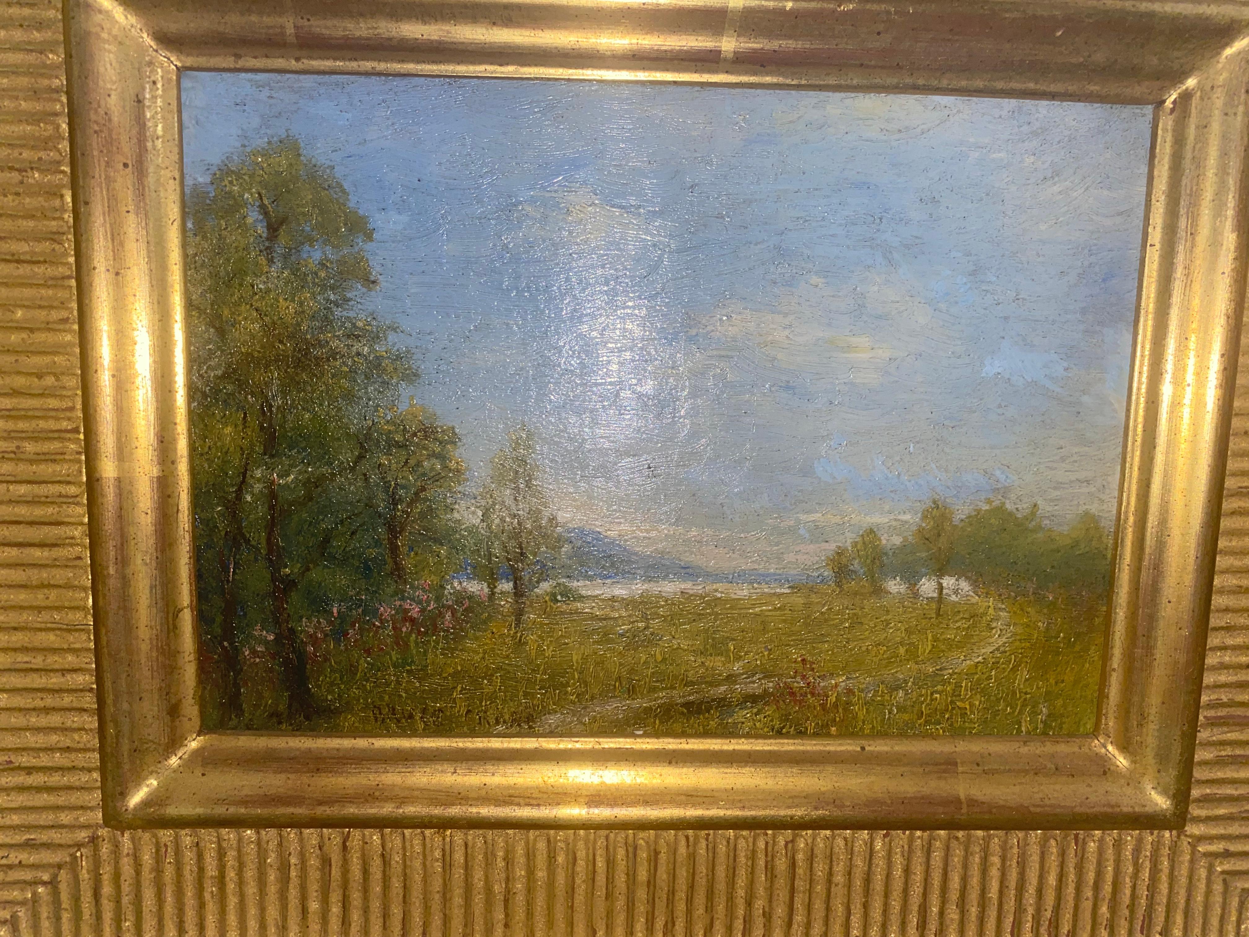 Arts and Crafts Glistening pair of Antique Bruce Crane Landscape Paintings  For Sale