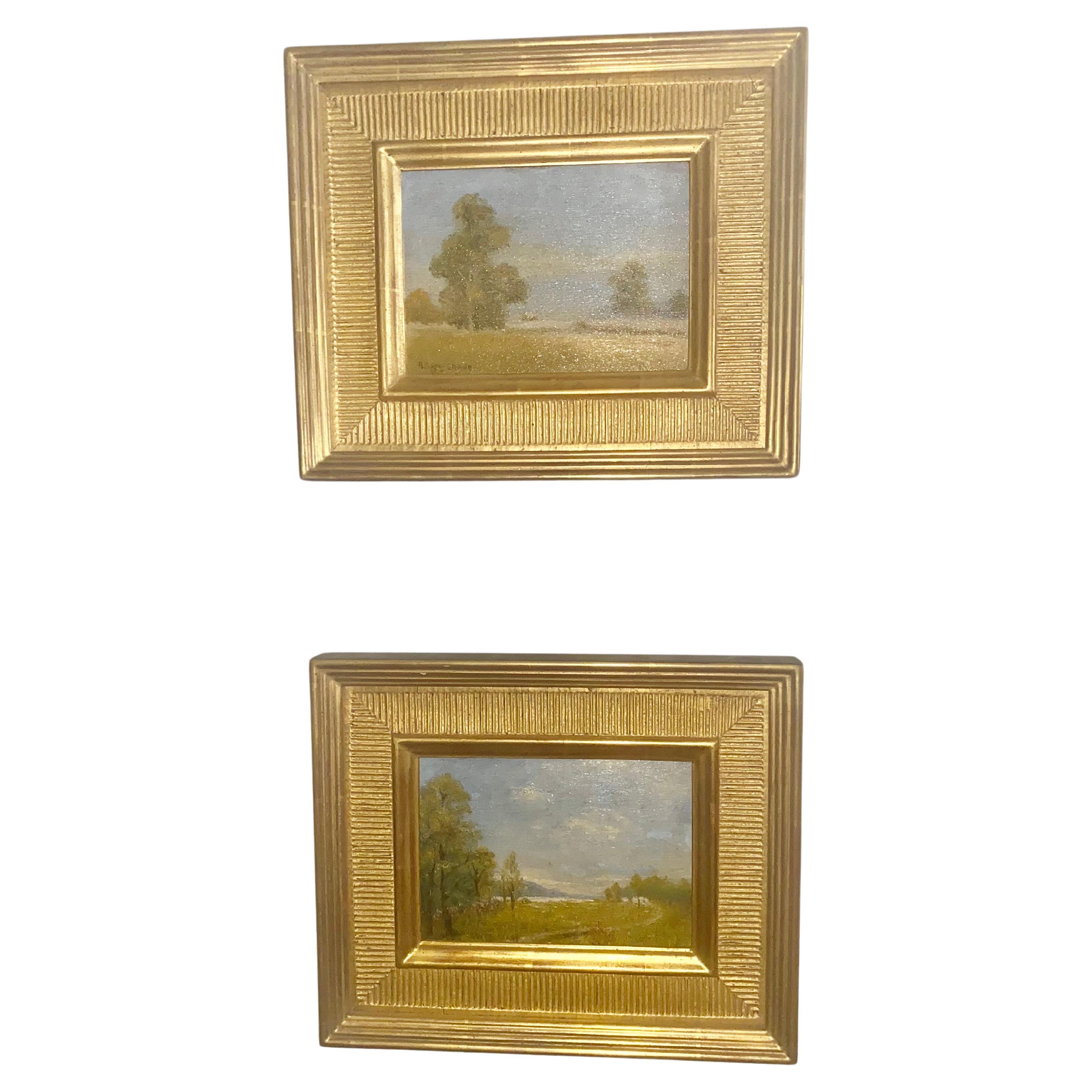 Glistening pair of Antique Bruce Crane Landscape Paintings 