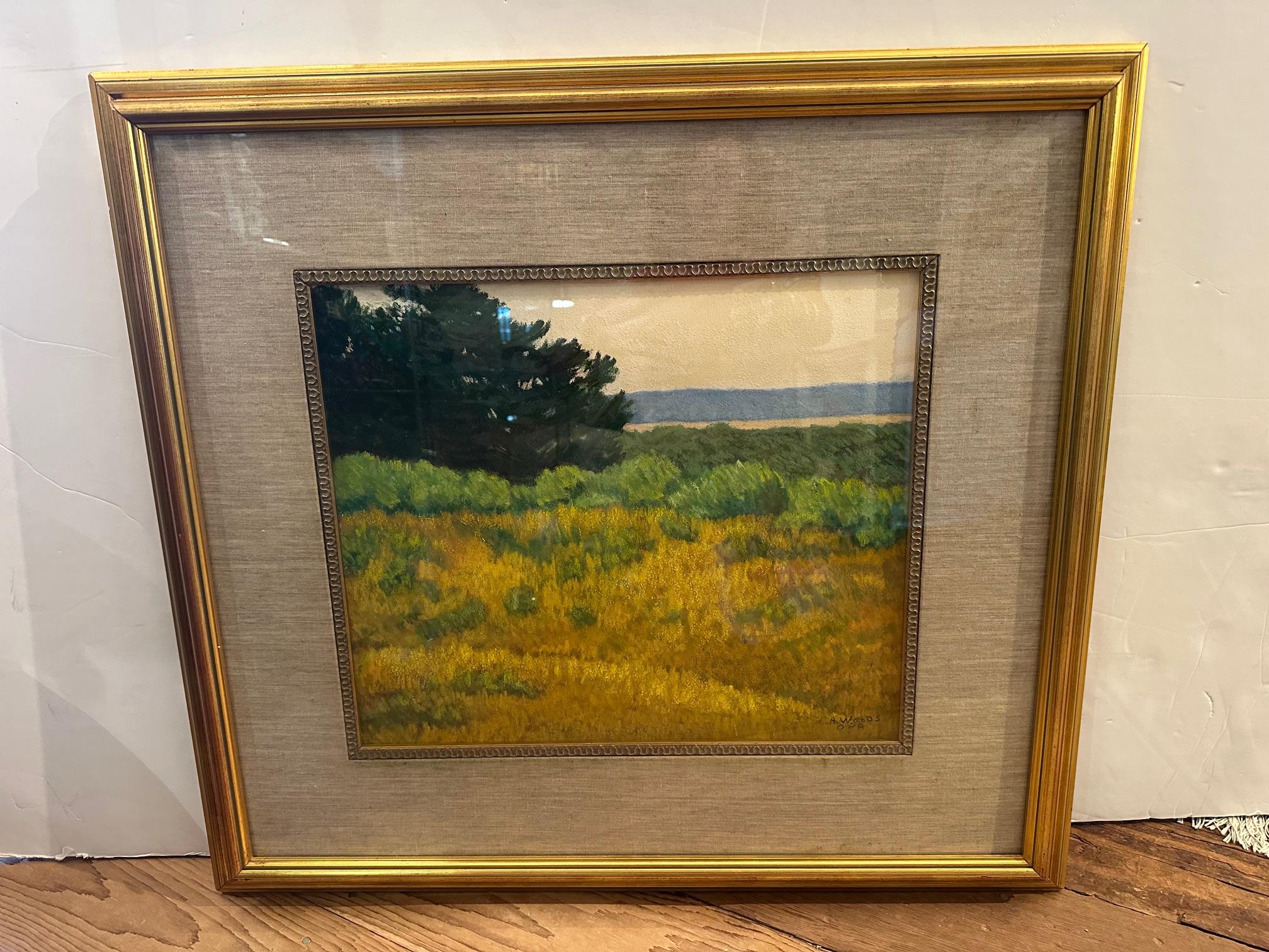 Reluciente paisaje al pastel de Alma Woods Coggins finales del siglo XX en venta