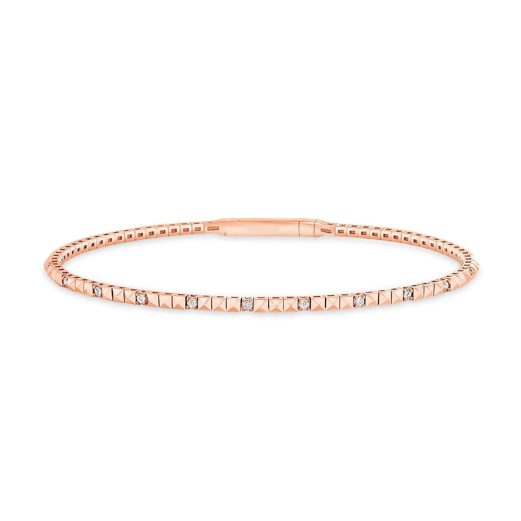 Moderno Bracciale in oro 14K con diamanti taglio rotondo di precisione in vendita