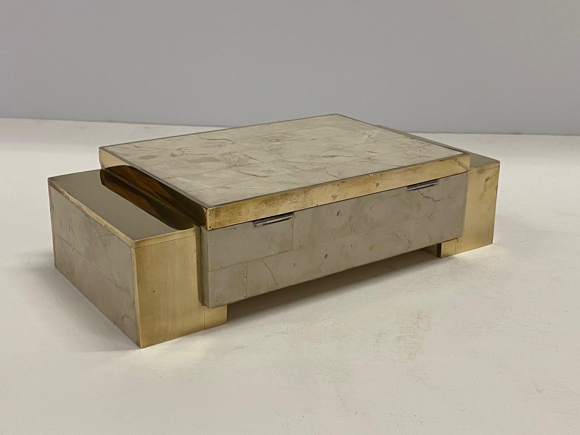 Glistening Tessellated Stone and Brass Decorative Box 1