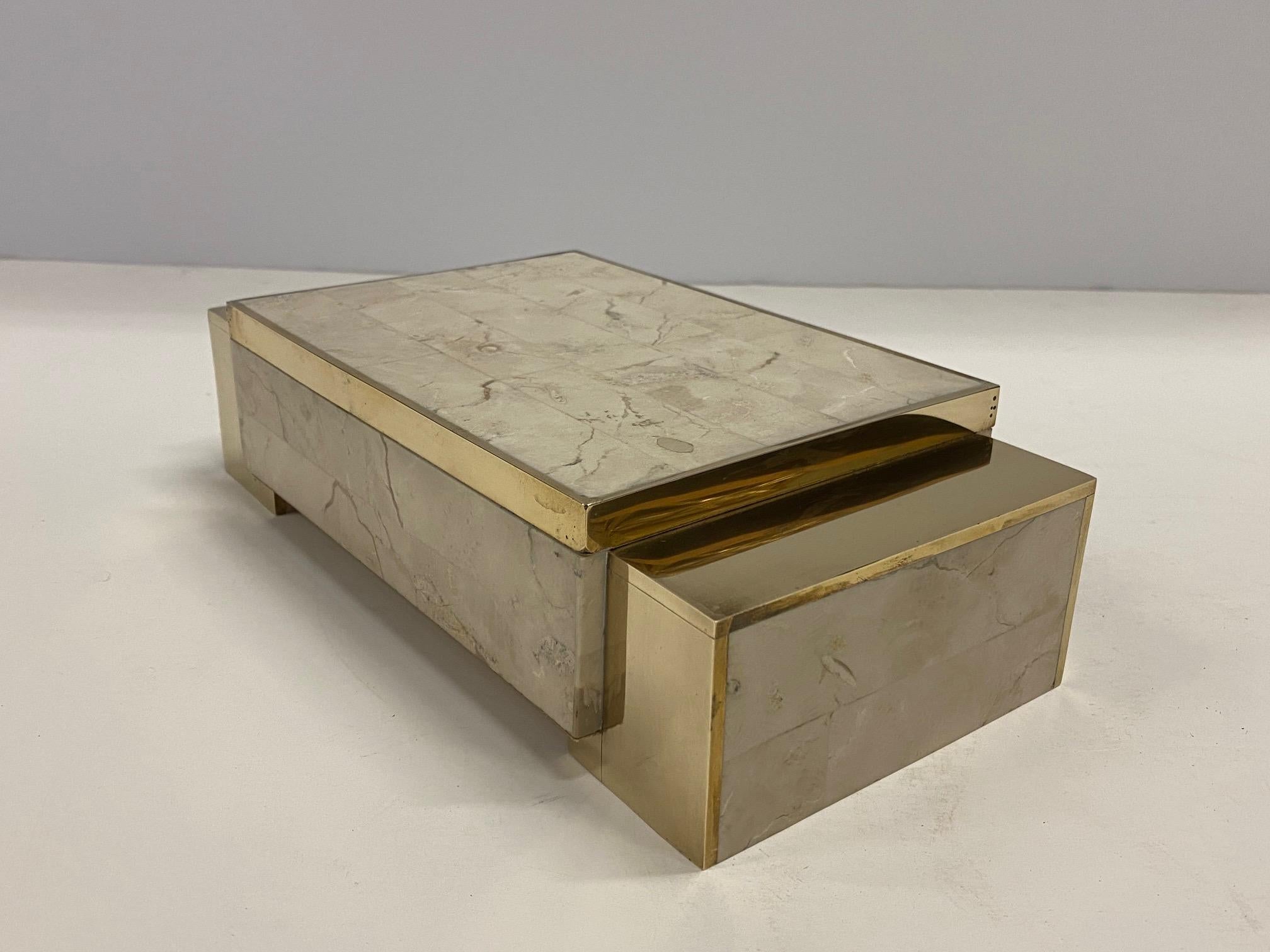 Glistening Tessellated Stone and Brass Decorative Box 3