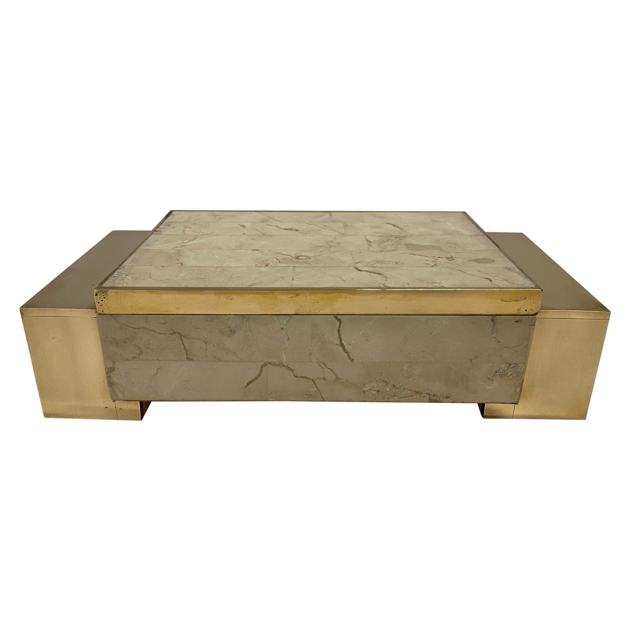 Glistening Tessellated Stone and Brass Decorative Box