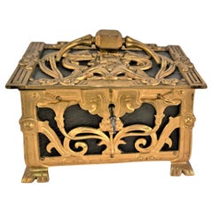 Antique Glit Bronze Art Nouveau Decorative Jewelry Box