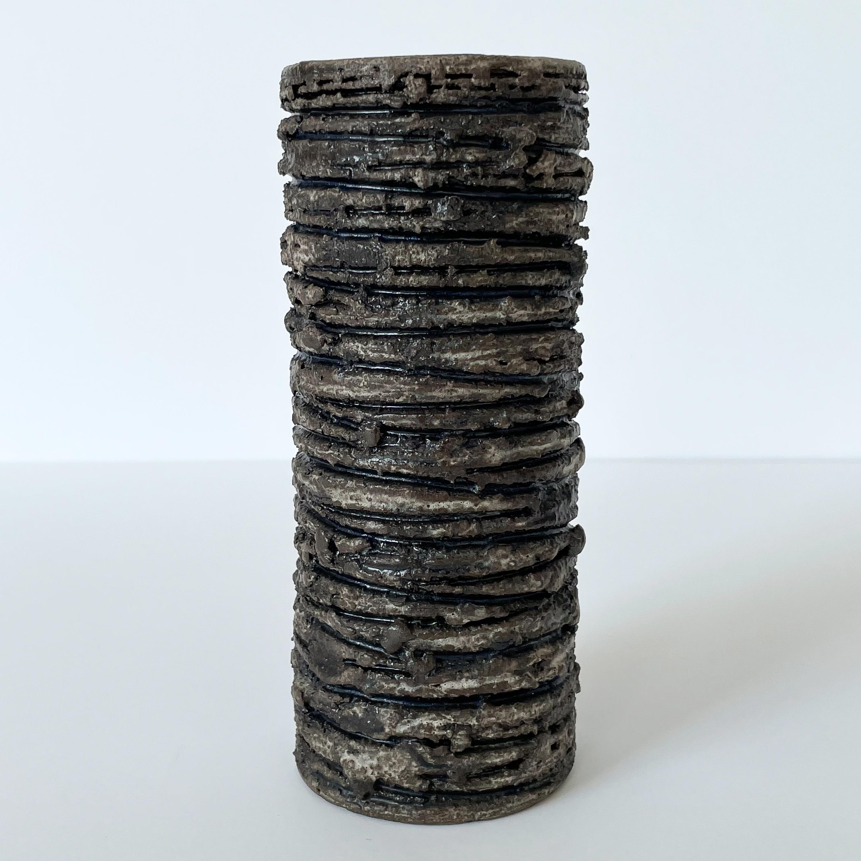 Mid-Century Modern Glit Lava Brutalist Cylinder Vase, Iceland