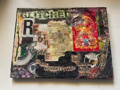 "Glitched Dreams Restore Me" Contemporary Graffiti Collage on Canvas by Phlattr