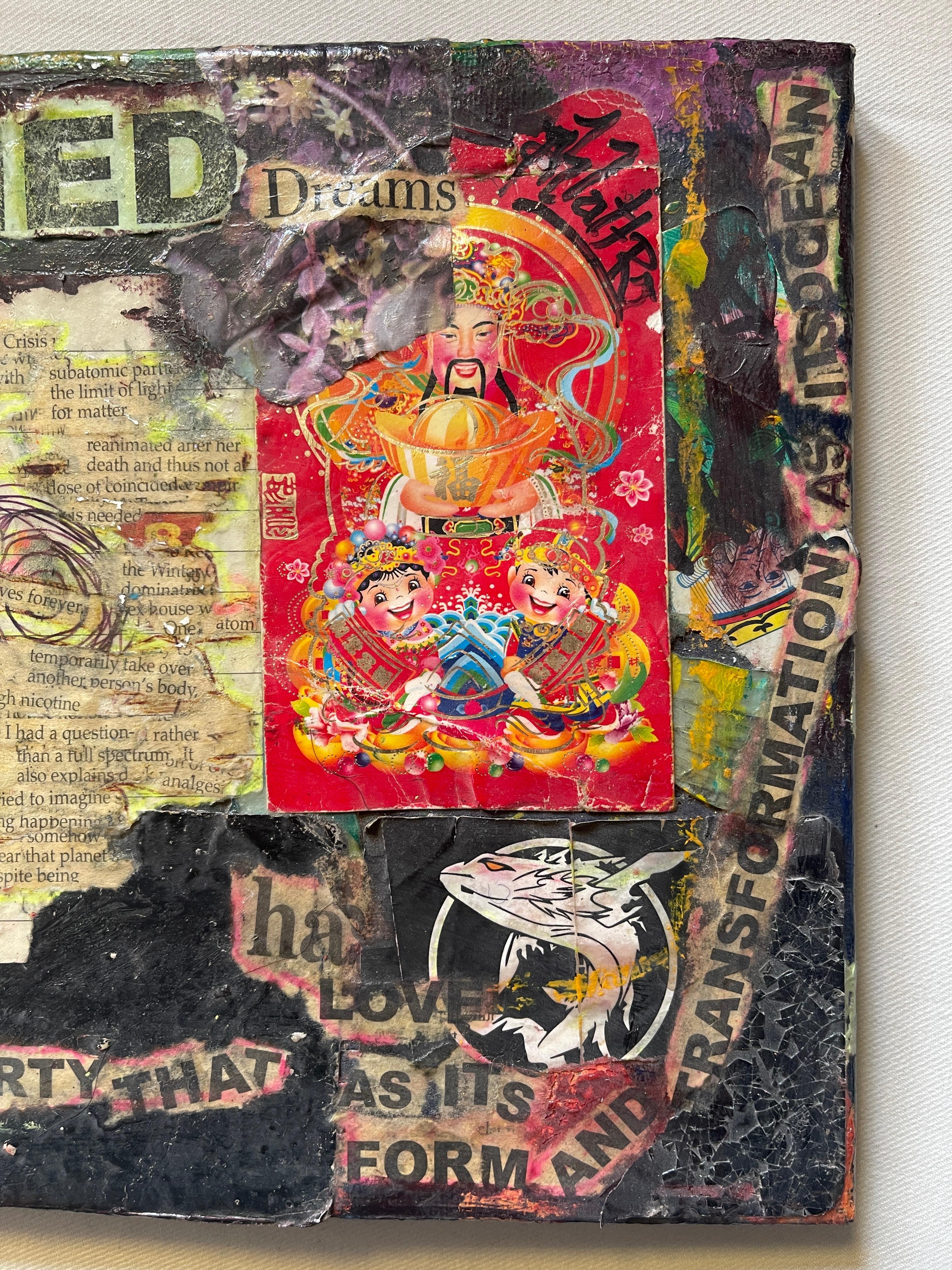 „Glitched Dreams Restore Me“    Contemporary Collage auf leinwand von Phlattr (21. Jahrhundert und zeitgenössisch) im Angebot