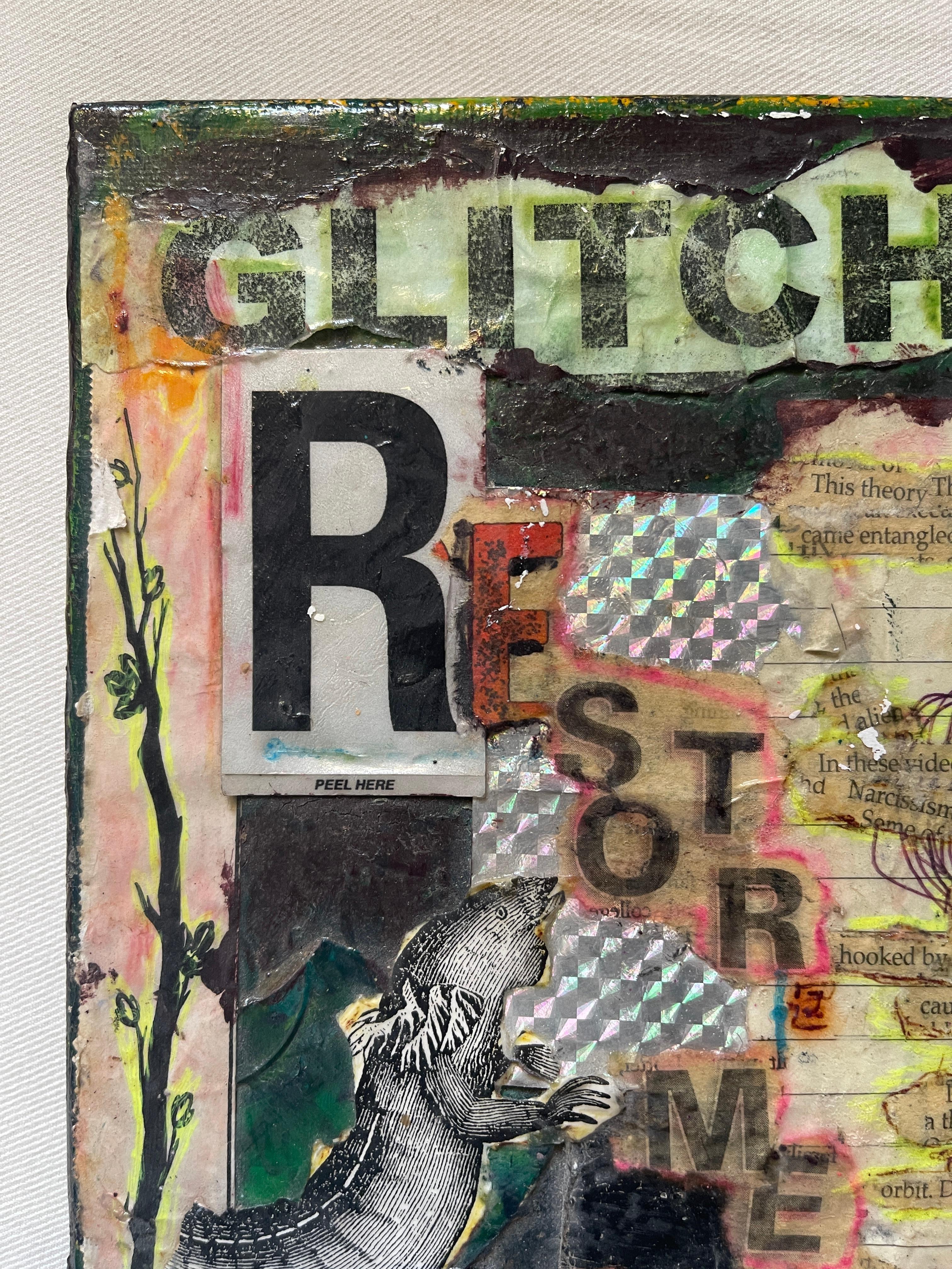 „Glitched Dreams Restore Me“    Contemporary Collage auf leinwand von Phlattr im Angebot 2