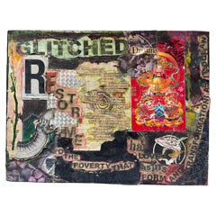 "Glitched Dreams Restore Me" Contemporary Graffiti Collage on Canvas by Phlattr