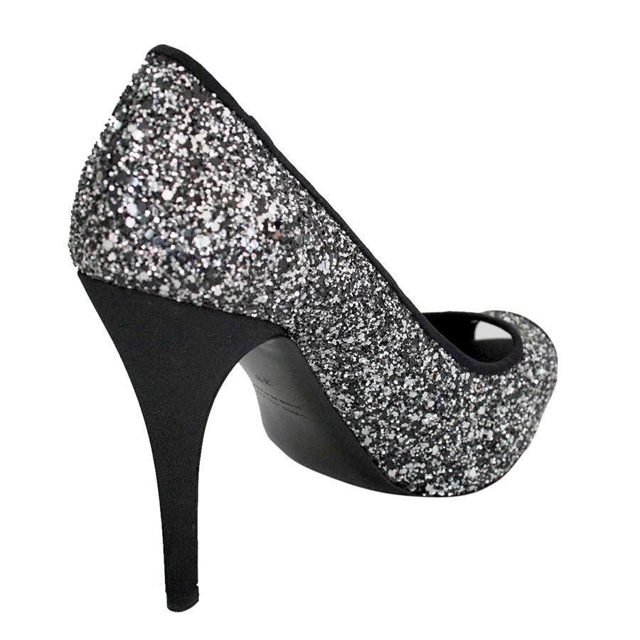 Glitter Argento su nero Altezza tacco cm 12 (4,72 pollici)
