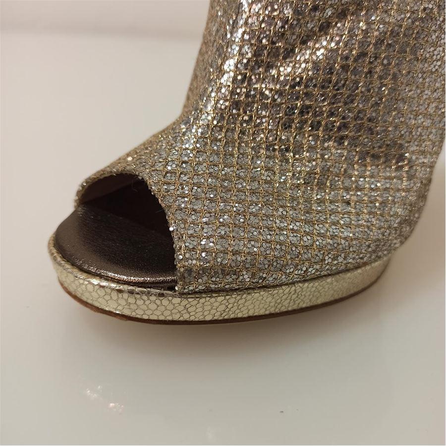 Jimmy Choo London Glitter open toe size 38 In Excellent Condition For Sale In Gazzaniga (BG), IT