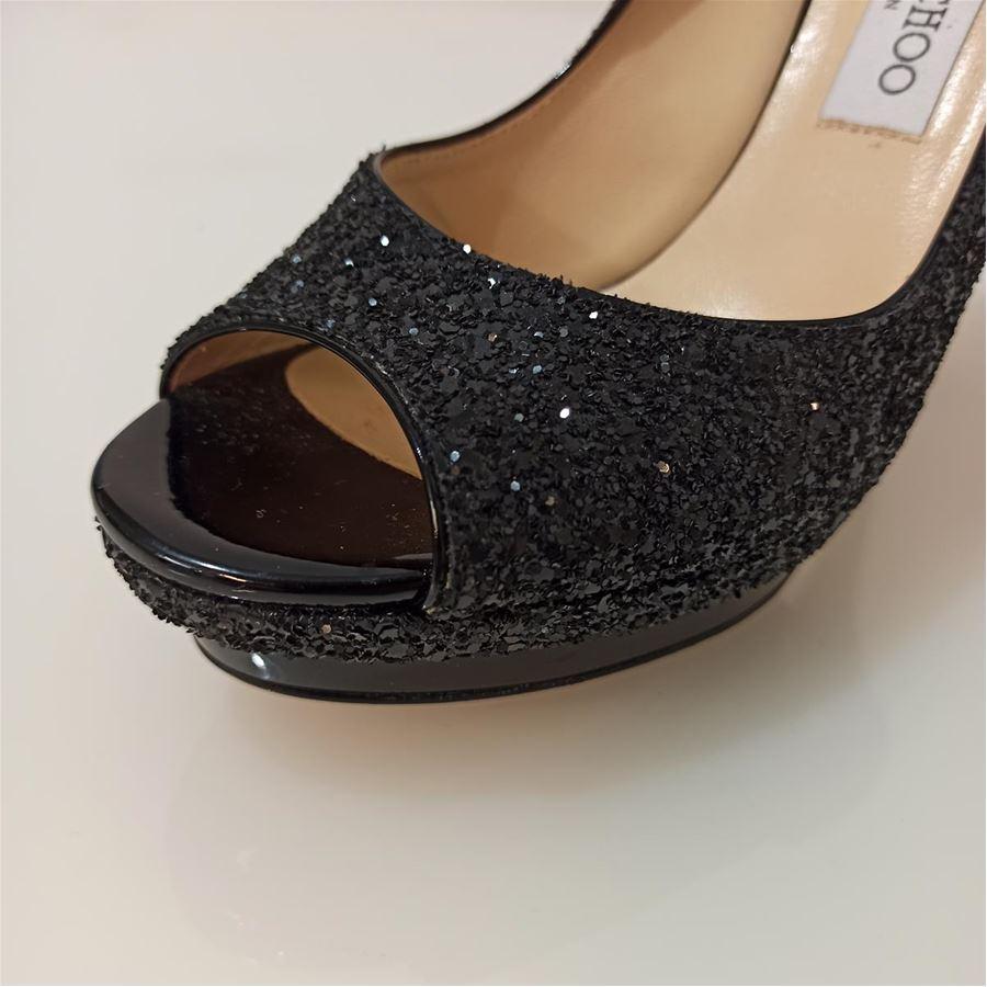 Jimmy Choo London Glitter open toe size 38 1/2 In Excellent Condition For Sale In Gazzaniga (BG), IT