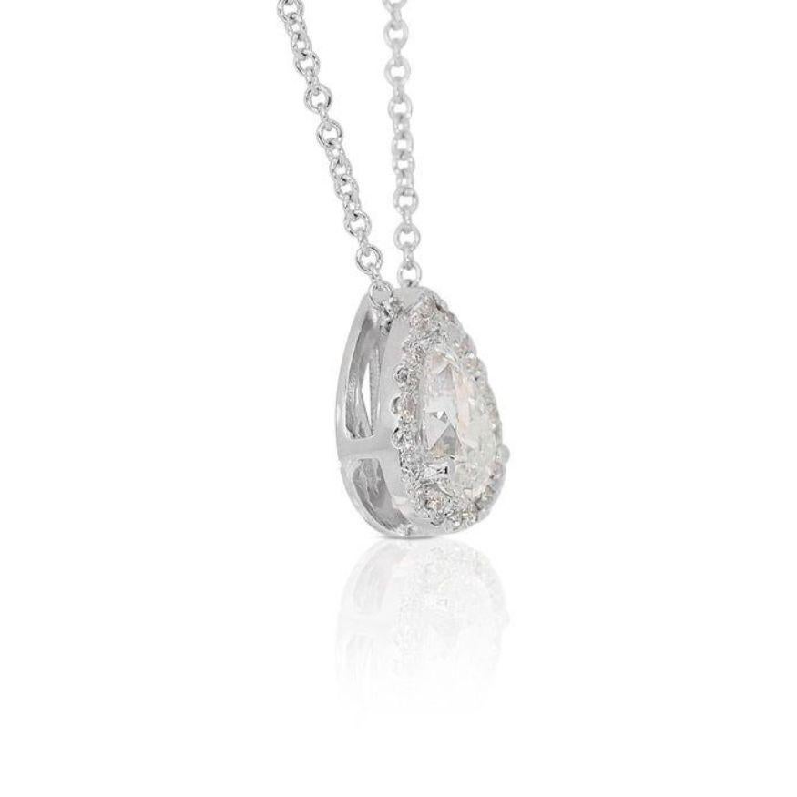 Glittering 0.93ct Dewdrop Diamond Necklace in 18K White Gold In New Condition For Sale In רמת גן, IL
