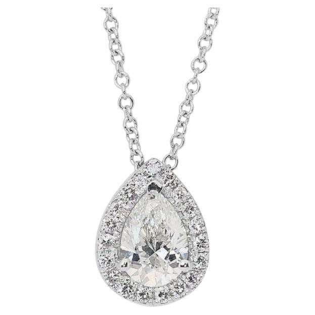 Glittering 0.93ct Dewdrop Diamond Necklace in 18K White Gold