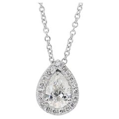 Glittering 0.93ct Dewdrop Diamond Necklace in 18K White Gold