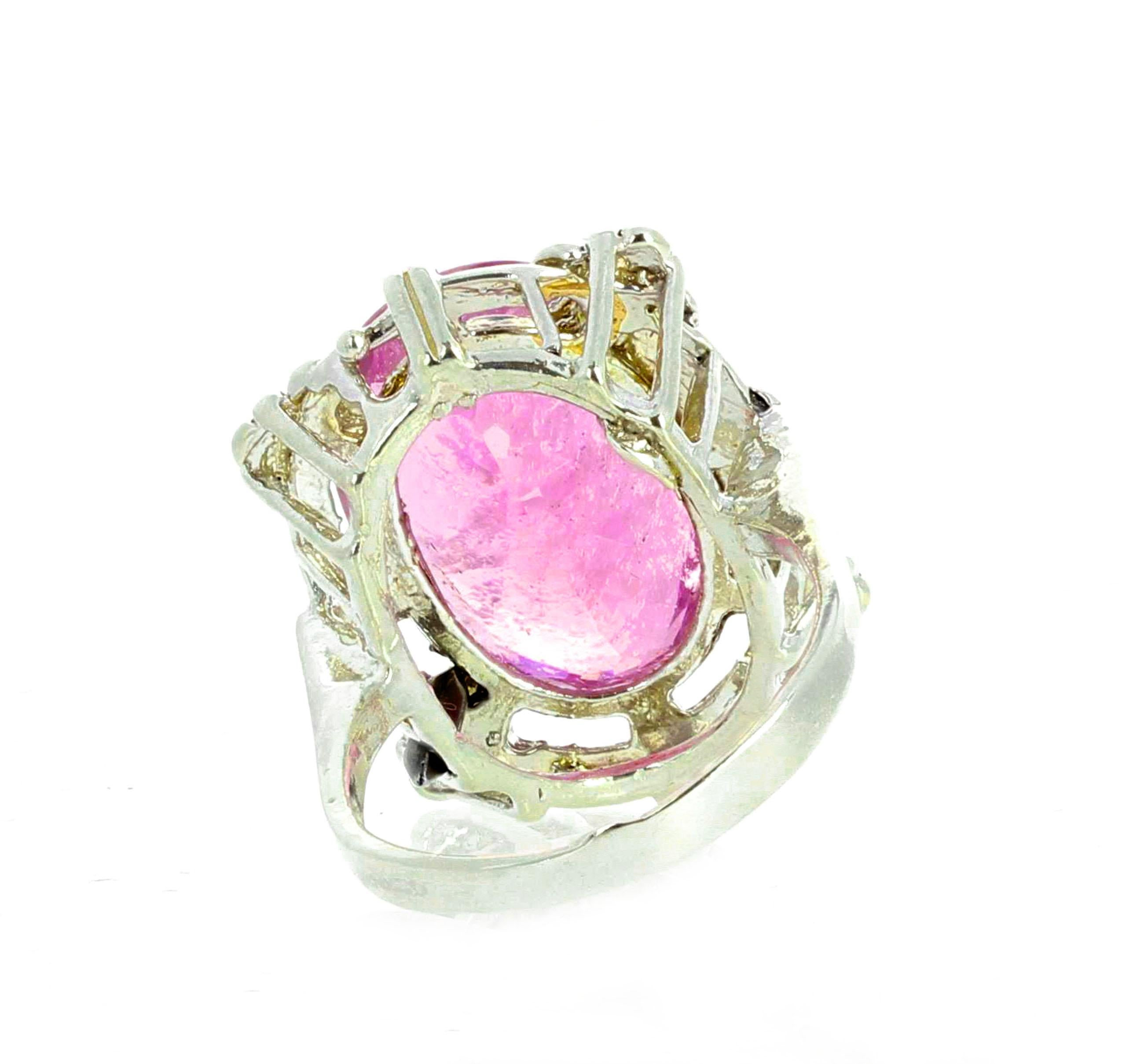 Oval Cut AJD Stunningly Magnificent 11.6 Carats Natural Brilliant Kunzite Cocktail Ring For Sale