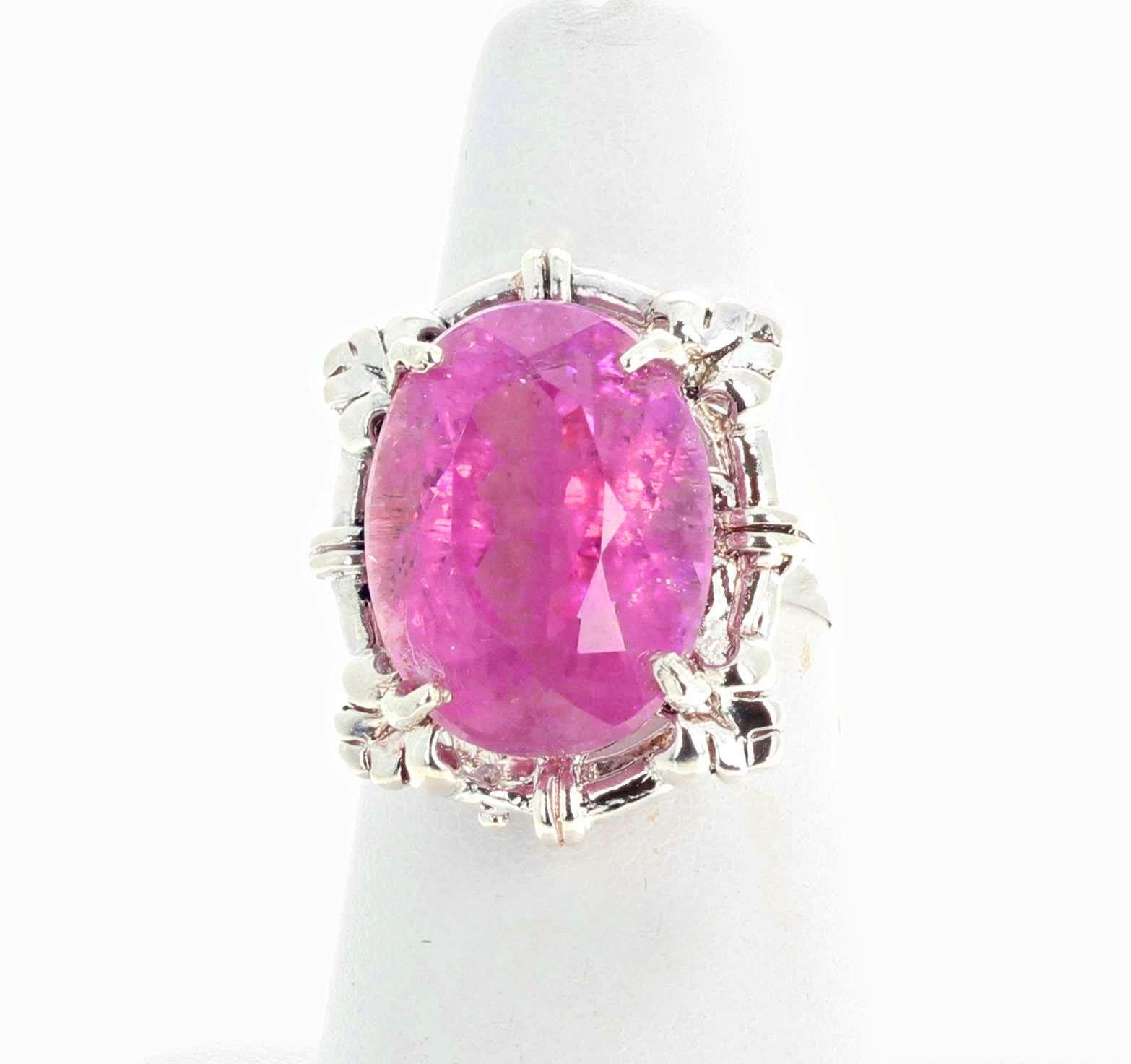 Women's or Men's AJD Stunningly Magnificent 11.6 Carats Natural Brilliant Kunzite Cocktail Ring For Sale