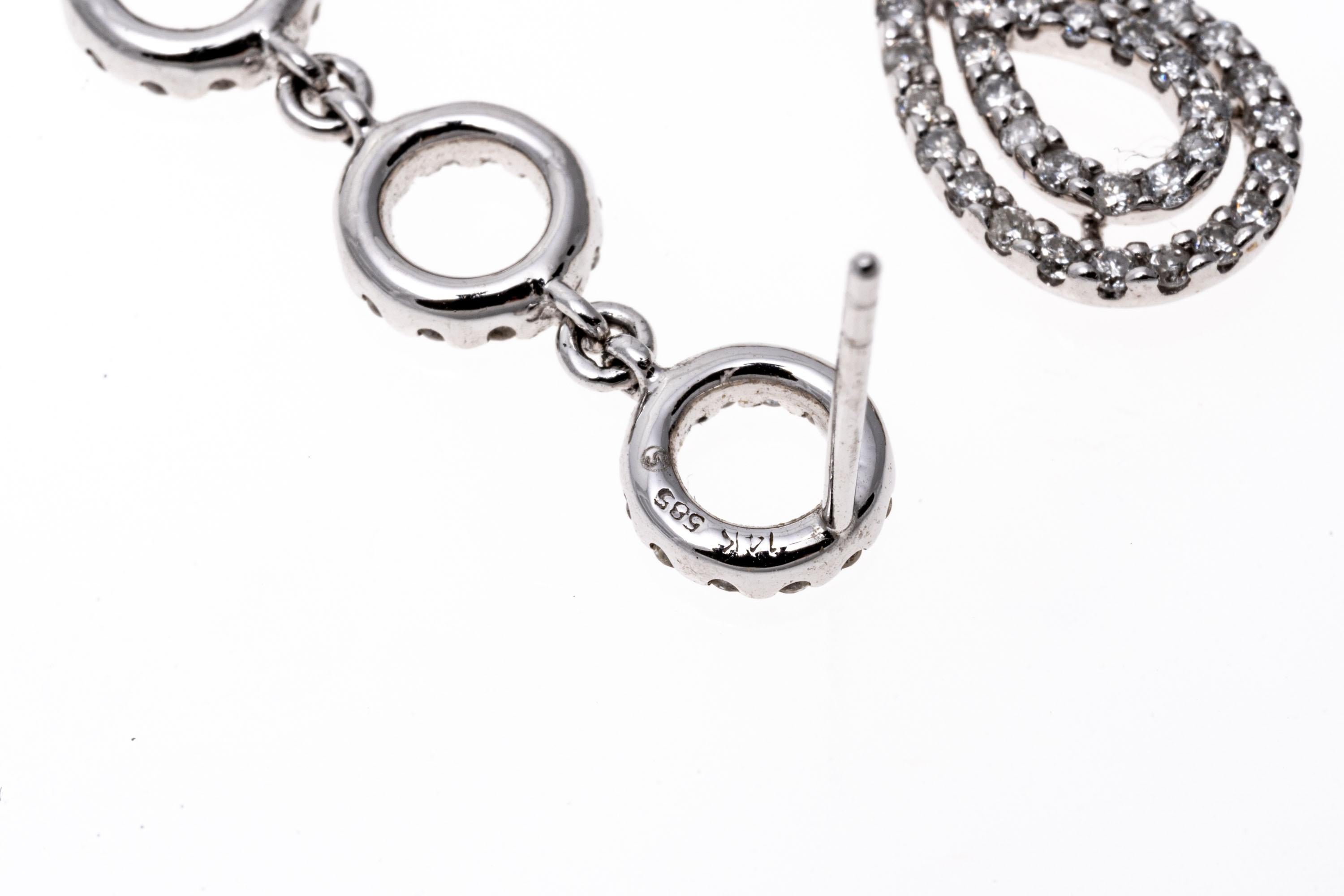 Glittering 14k White Gold and Diamond Drop Earrings 2
