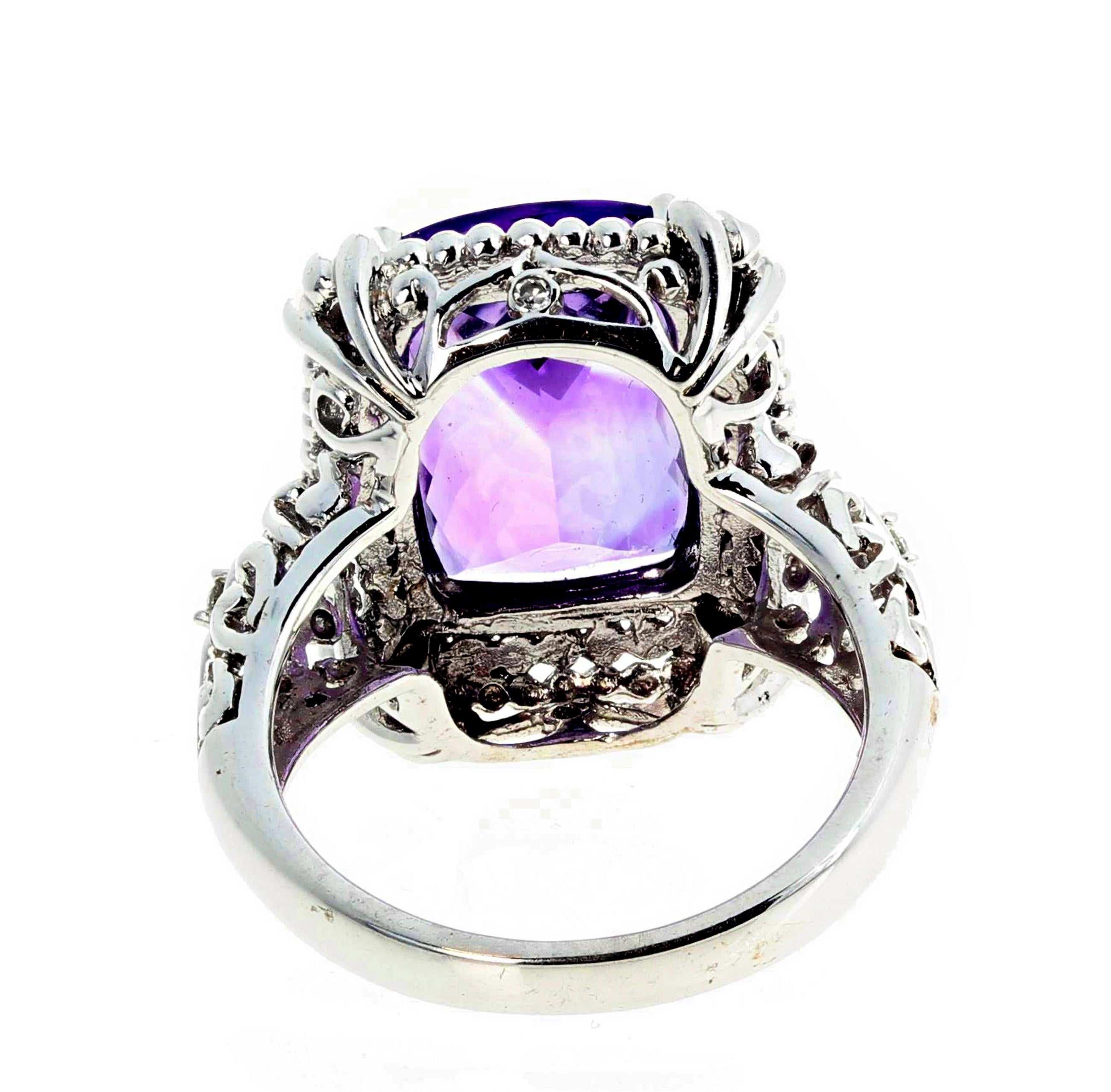 AJD Eye-Catching Natural 6.15 Carat Brilliant Amethyst White Gold Ring For Sale 1