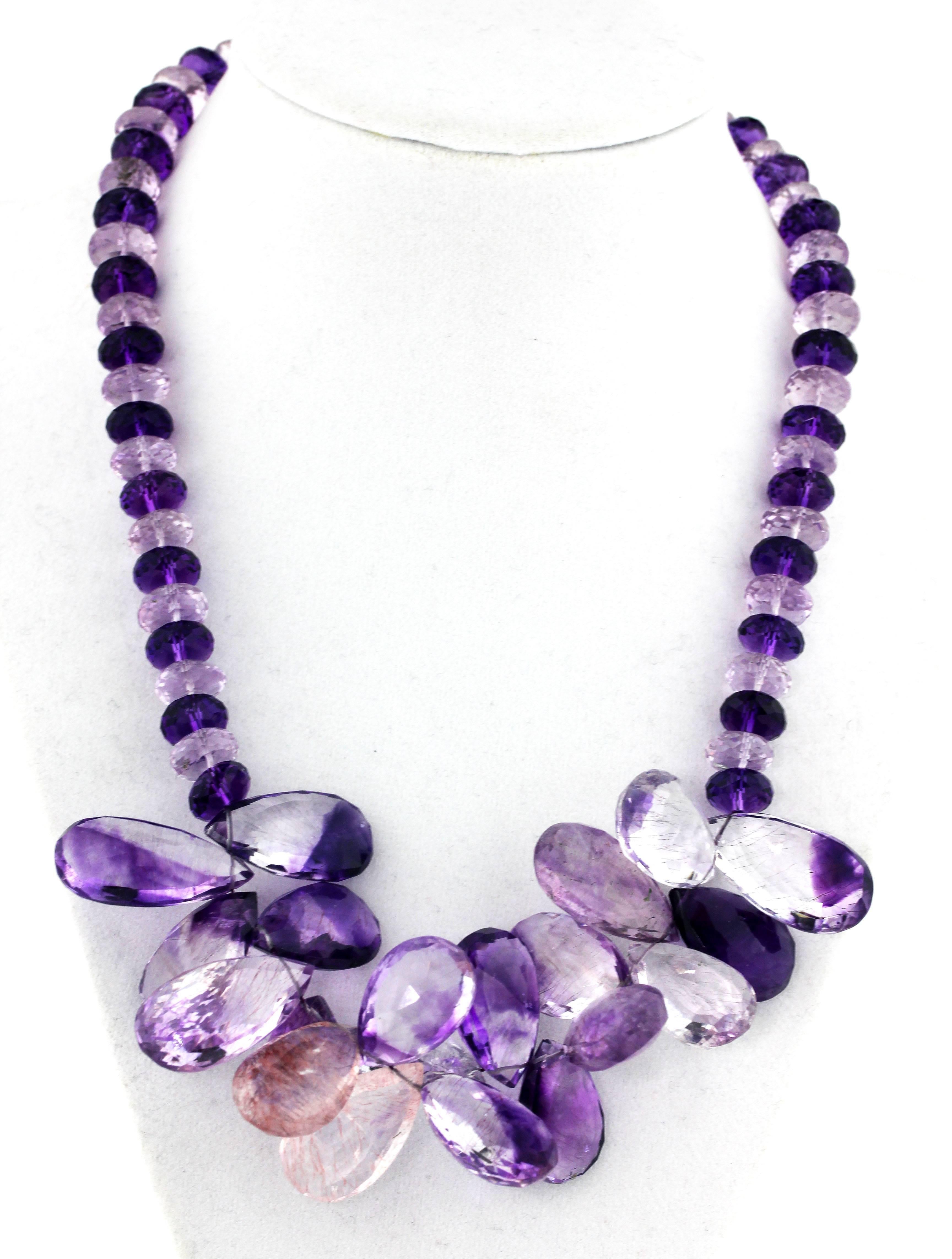 Women's Gemjunky BoHo Chic Glittering Amethysts Mixed And Matched Impressive Necklace