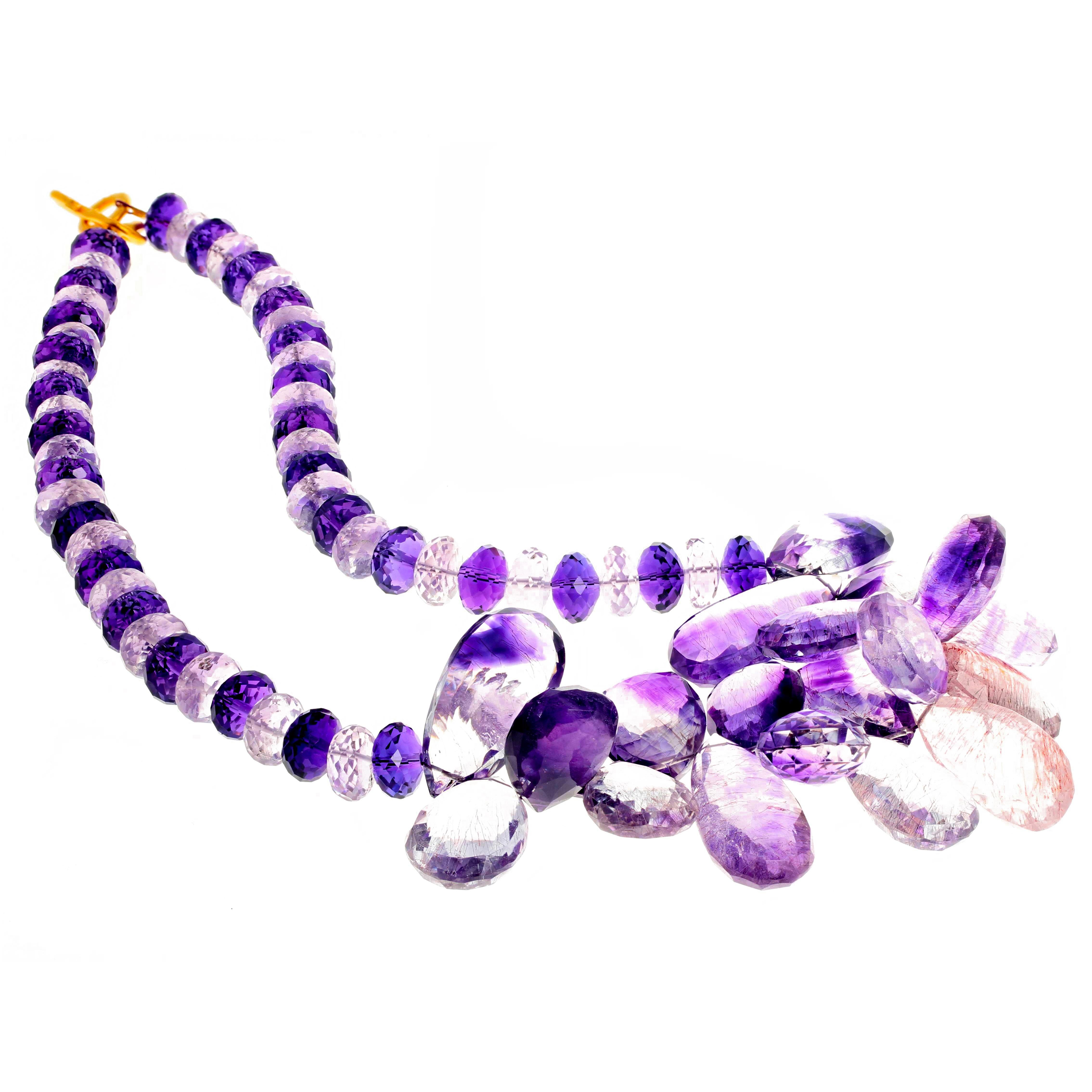 Gemjunky BoHo Chic Glittering Amethysts Mixed And Matched Impressive Necklace
