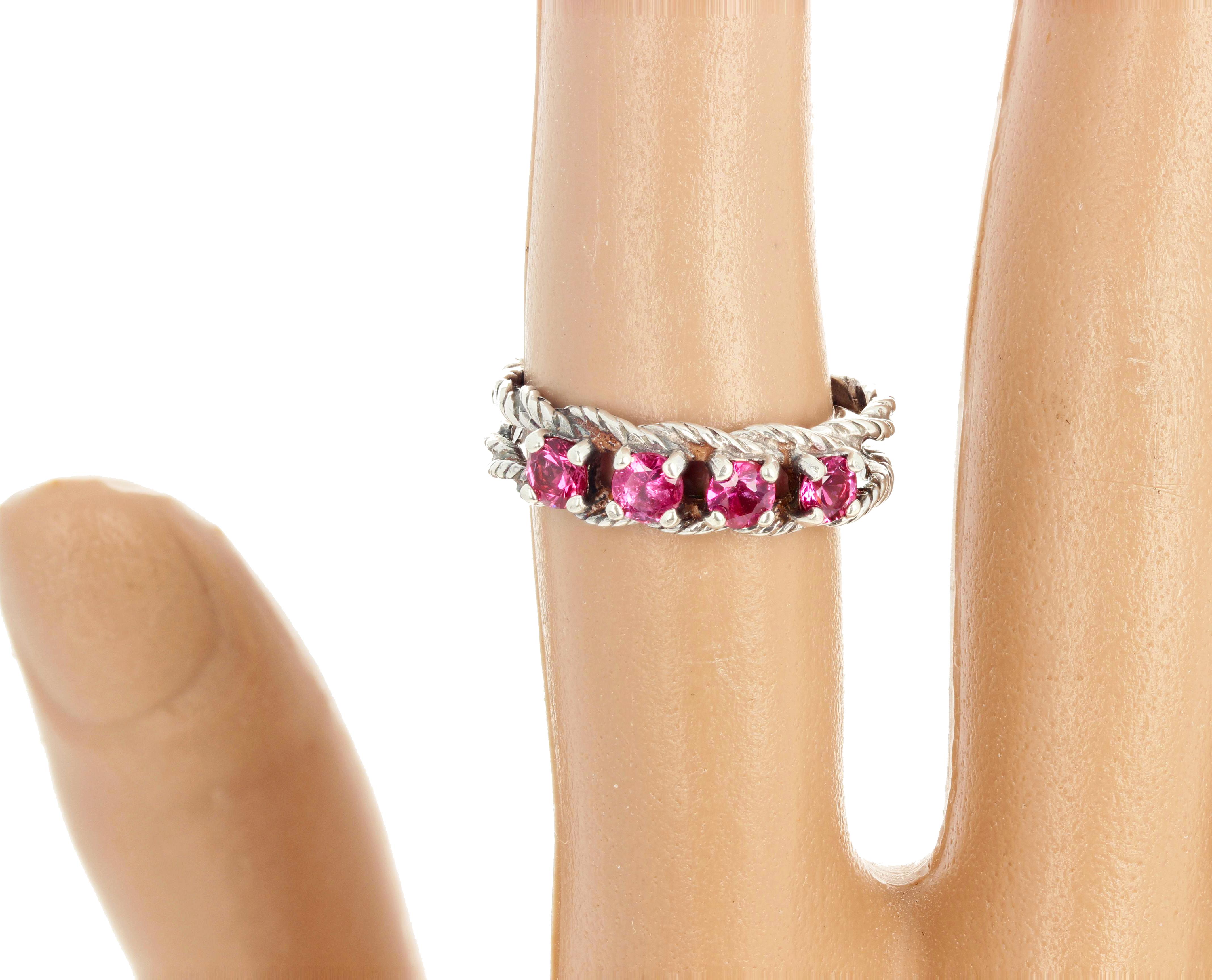 Round Cut Gemjunky Glittering Brilliant Sparkling Pink Spinel Sterling Silver Ring