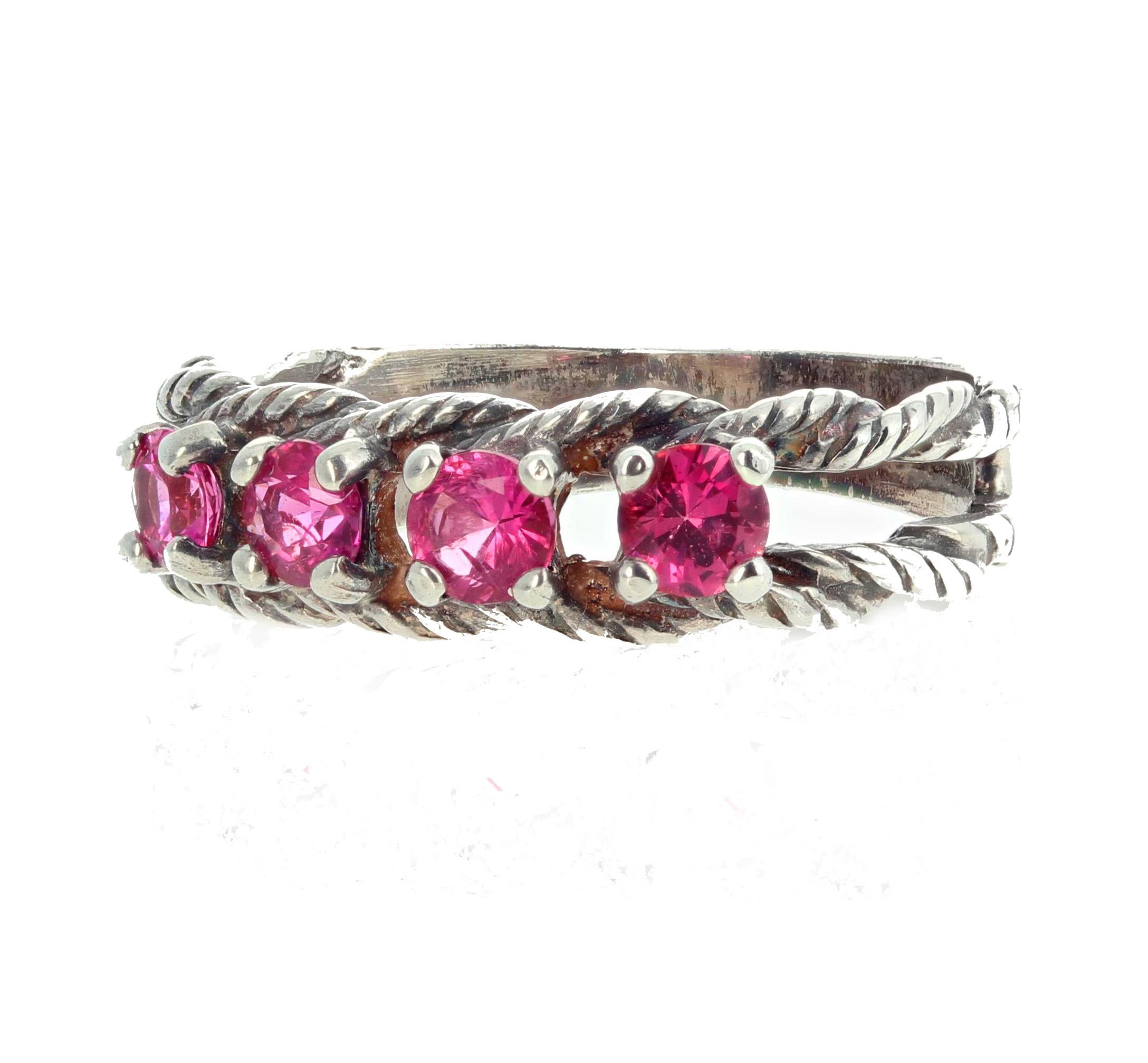 Gemjunky Glittering Brilliant Sparkling Pink Spinel Sterling Silver Ring In New Condition In Raleigh, NC