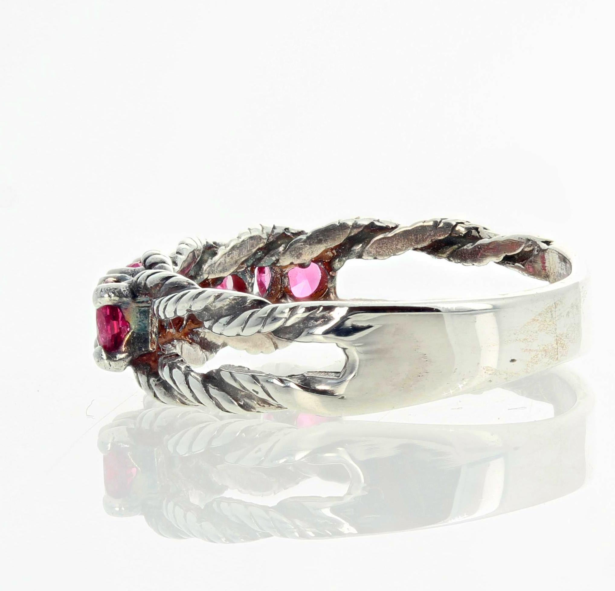 Women's or Men's Gemjunky Glittering Brilliant Sparkling Pink Spinel Sterling Silver Ring