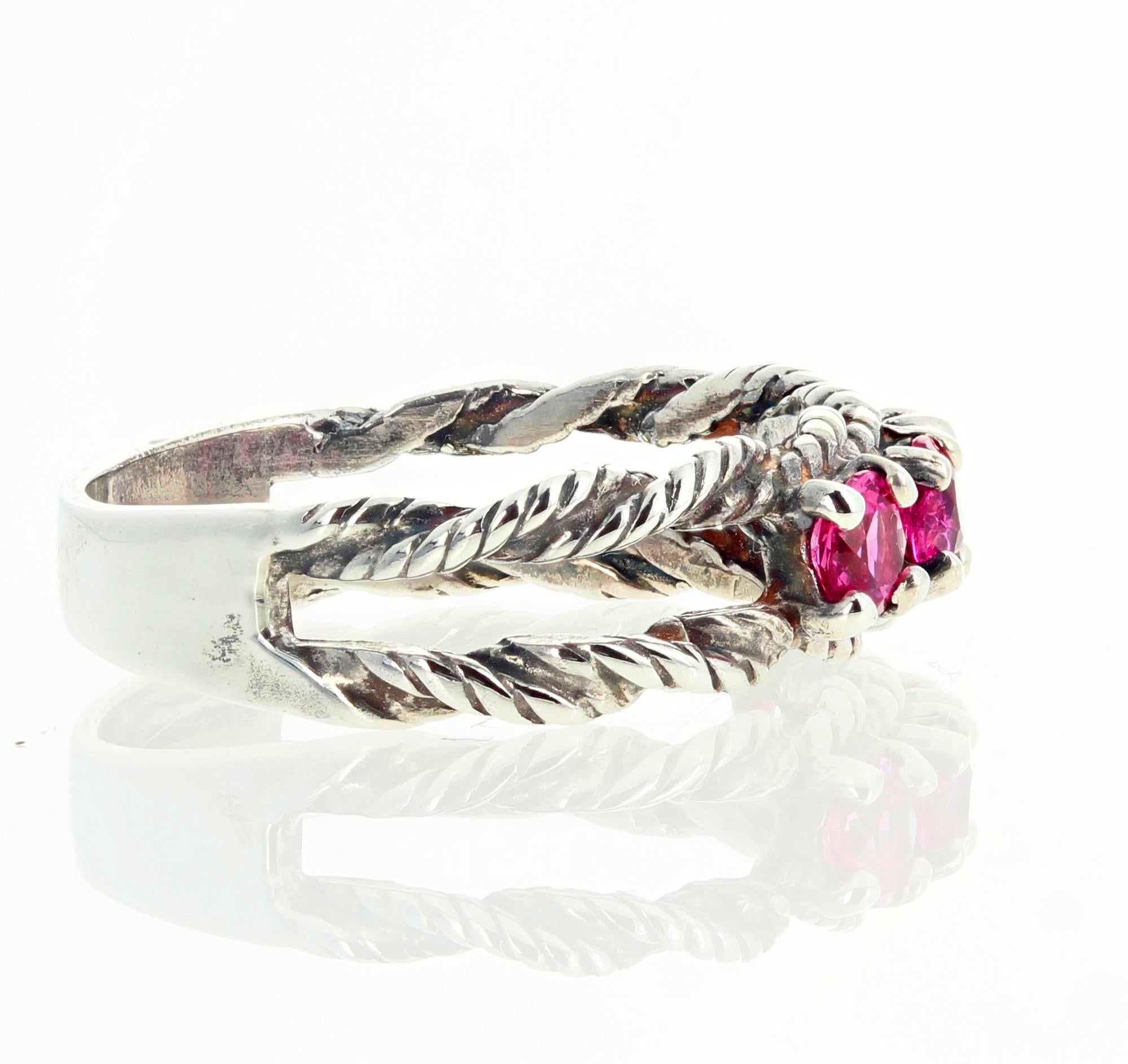 Gemjunky Glittering Brilliant Sparkling Pink Spinel Sterling Silver Ring 2