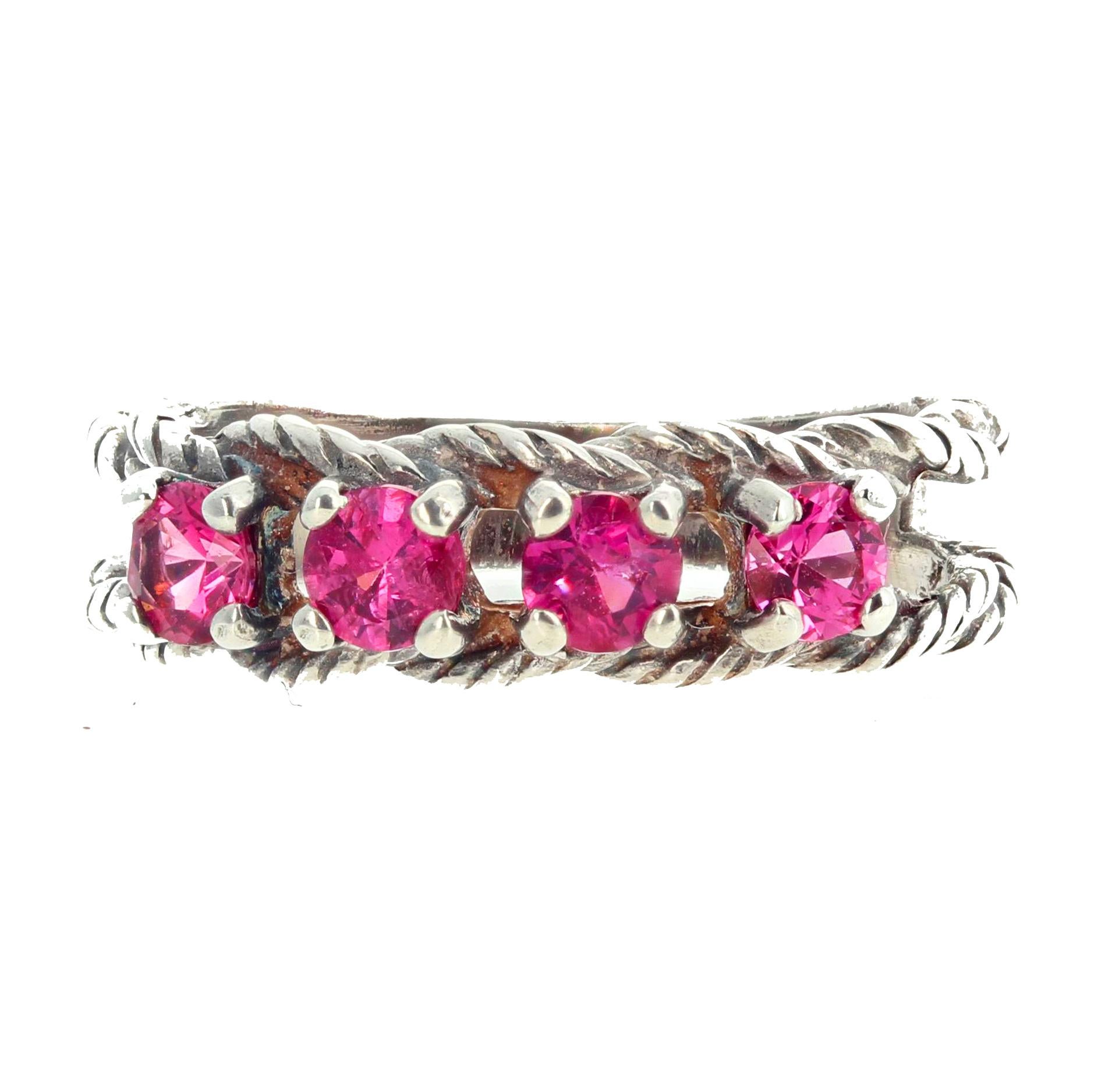 Gemjunky Glittering Brilliant Sparkling Pink Spinel Sterling Silver Ring 3