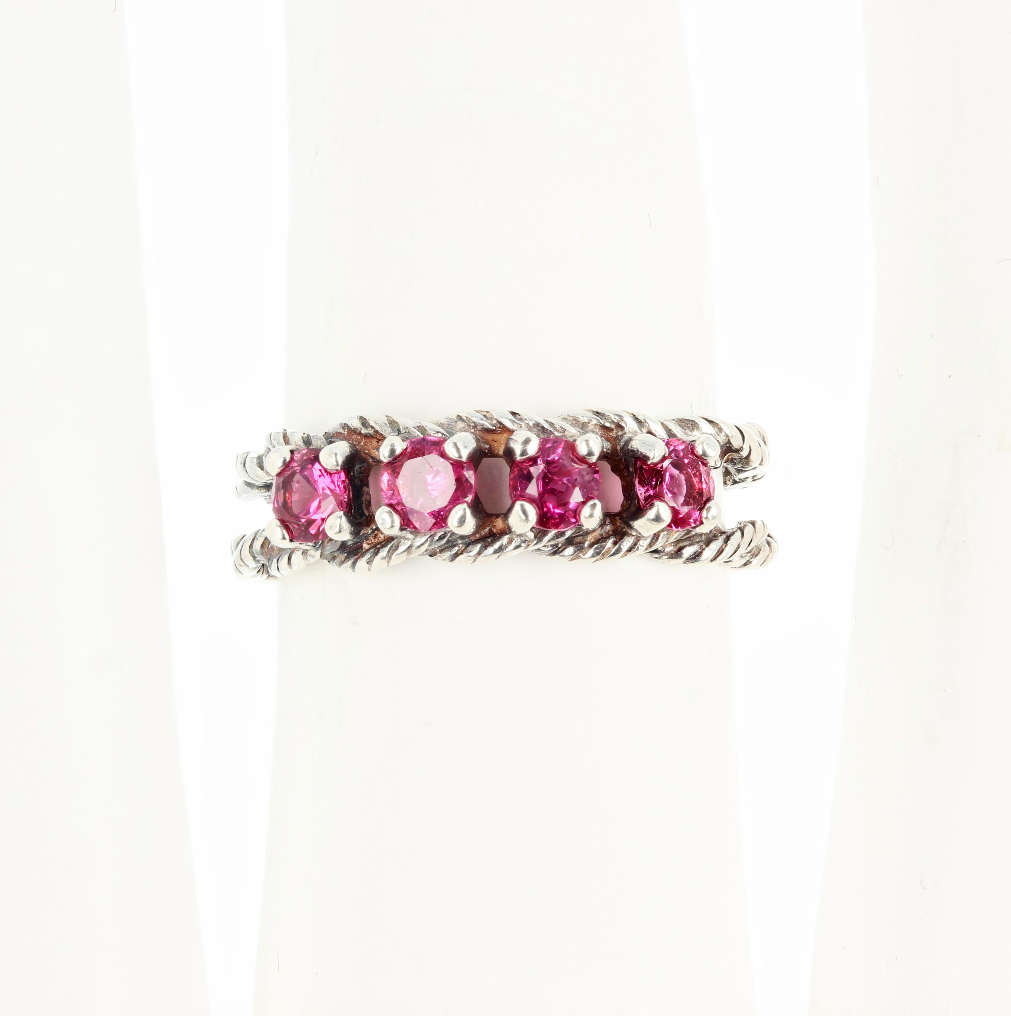 Gemjunky Glittering Brilliant Sparkling Pink Spinel Sterling Silver Ring 4
