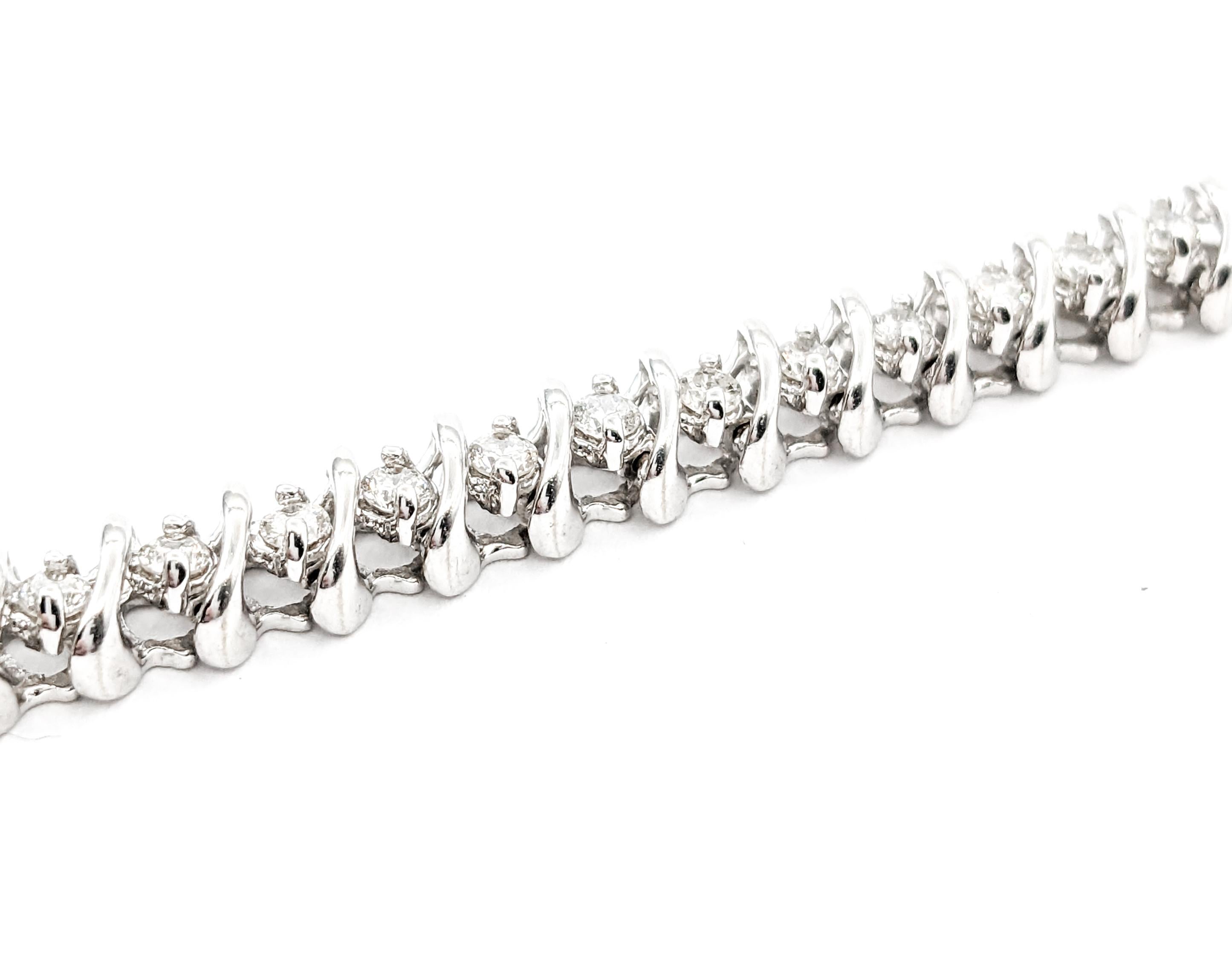 Women's Glittering Diamond & 14K White Gold Tennis Bracelet For Sale