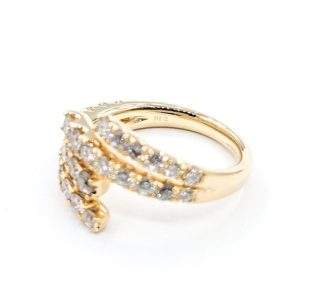 Glittering Diamond Bypass Ring in Gold For Sale 1