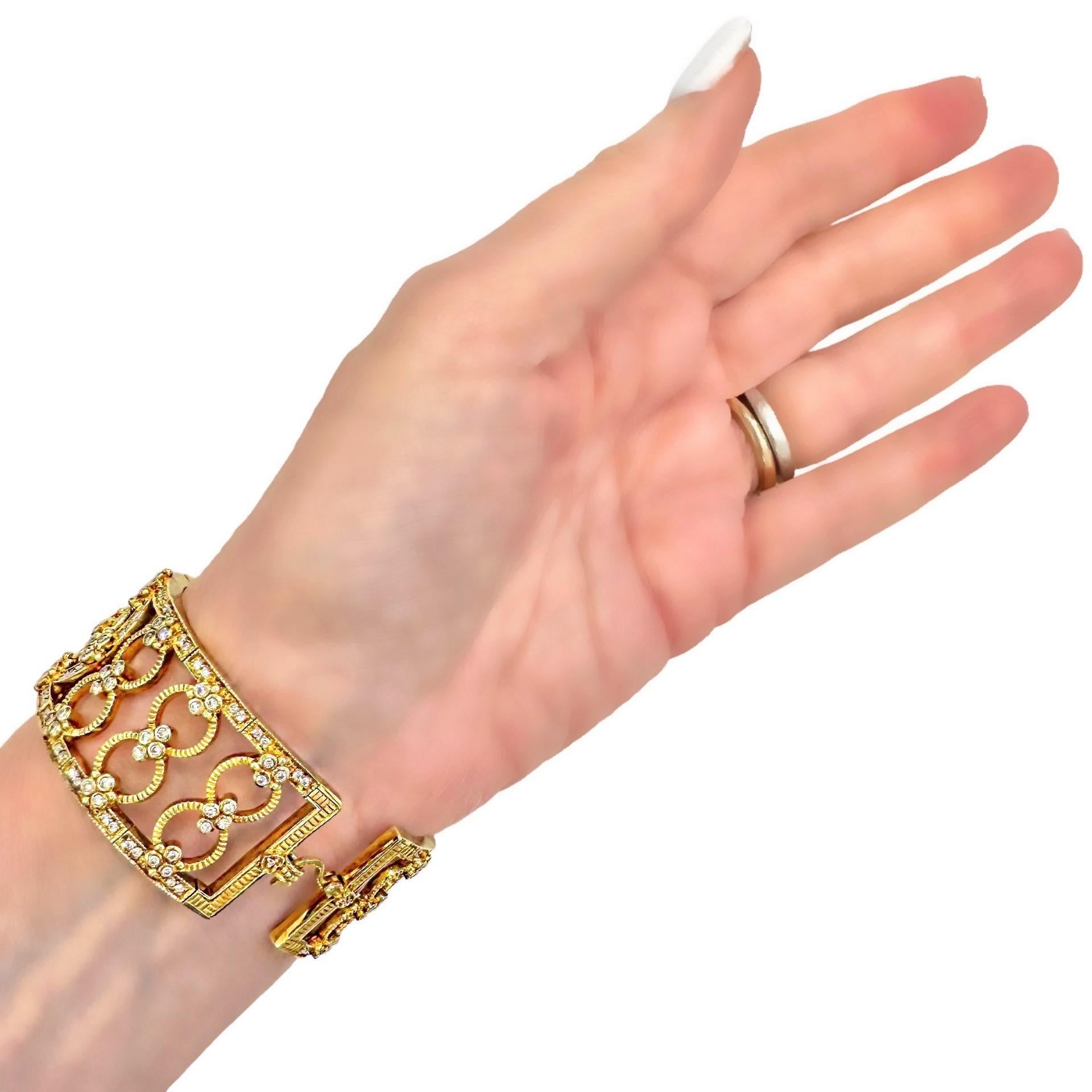 Glitzerndes Judith Ripka Manschettenarmband aus 18 Karat Gelbgold mit Diamanten 8