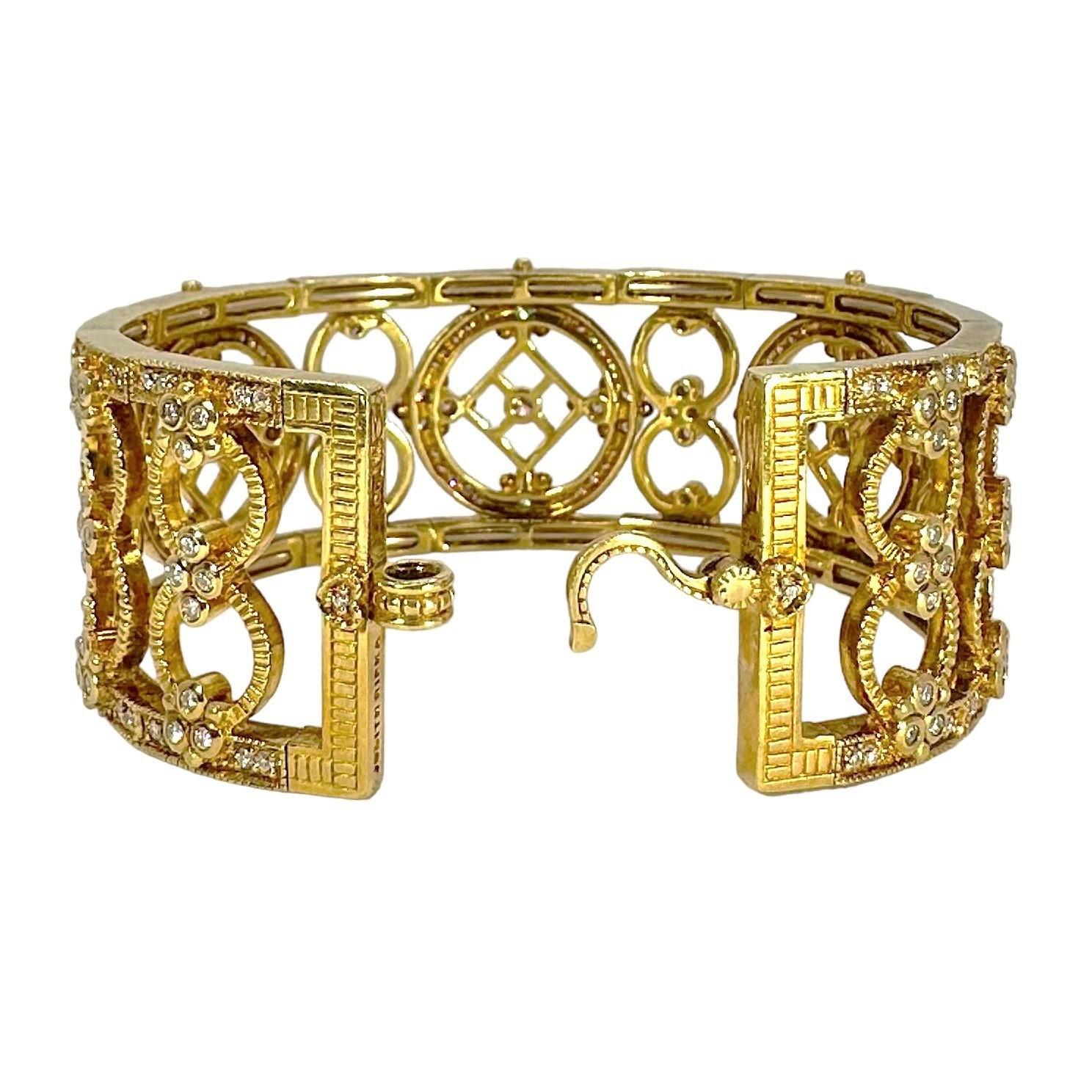 Glitzerndes Judith Ripka Manschettenarmband aus 18 Karat Gelbgold mit Diamanten Damen