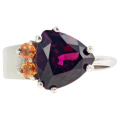 Glittering Red Garnet and Yellow Citrine Sterling Silver Ring