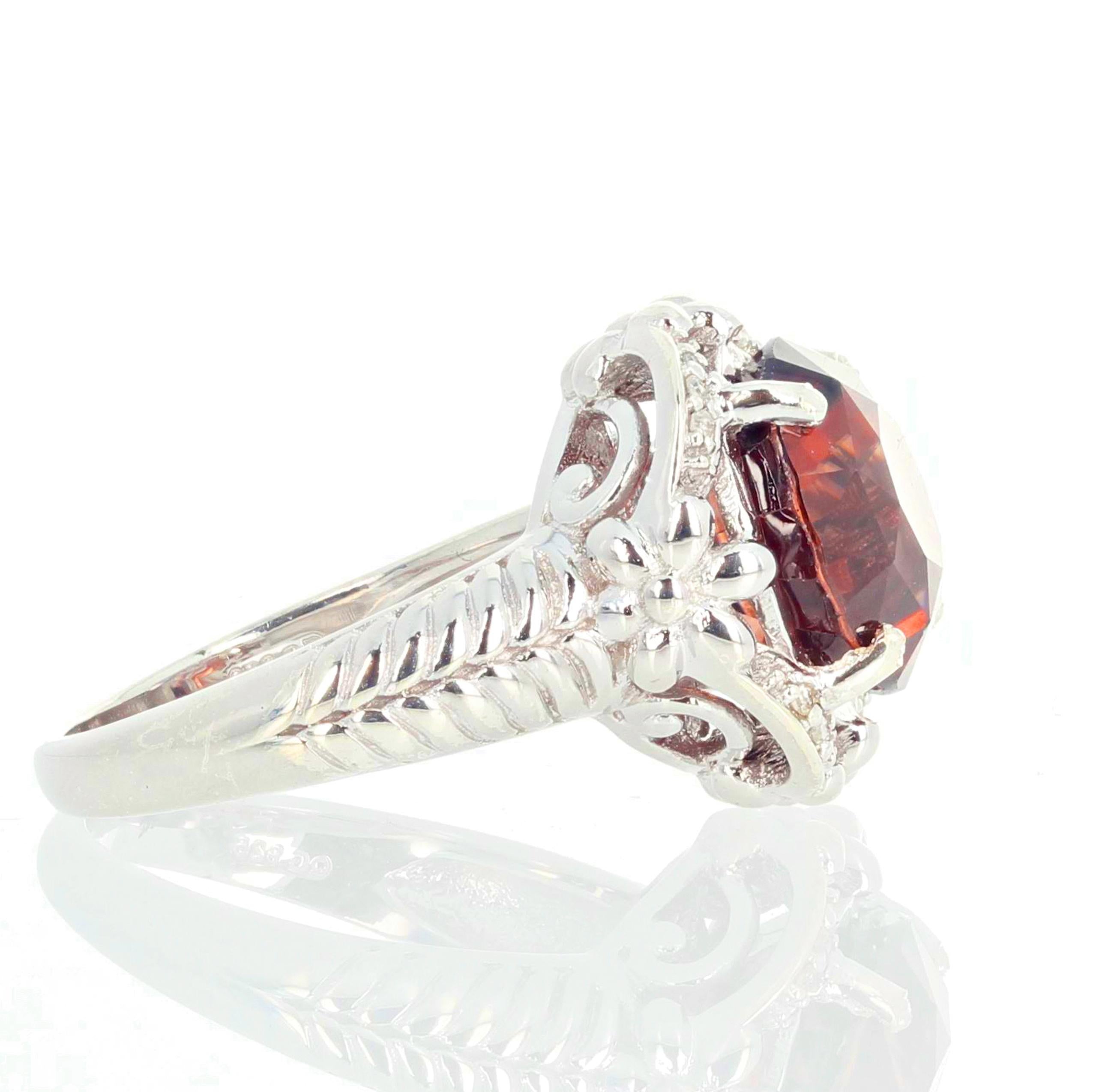 Gemjunky Glittering Glamorous 9.6 Ct Reddish Cambodian Zircon & Diamond Ring 3