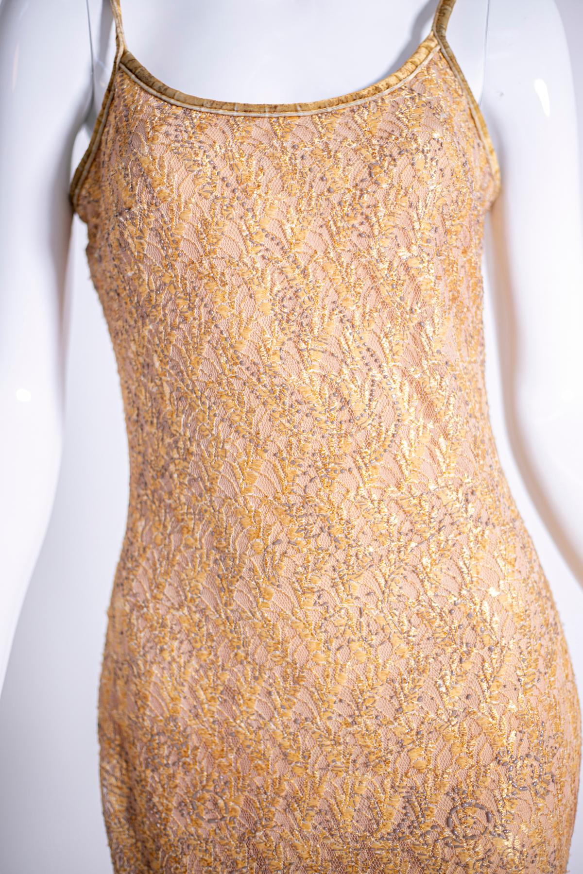 Beige Glittering Vintage Evening Dress by Faust
