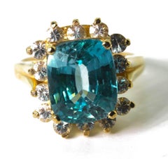 AJD Intensely Glittering Brilliant Natural Zircon & White Sapphires Gold Ring